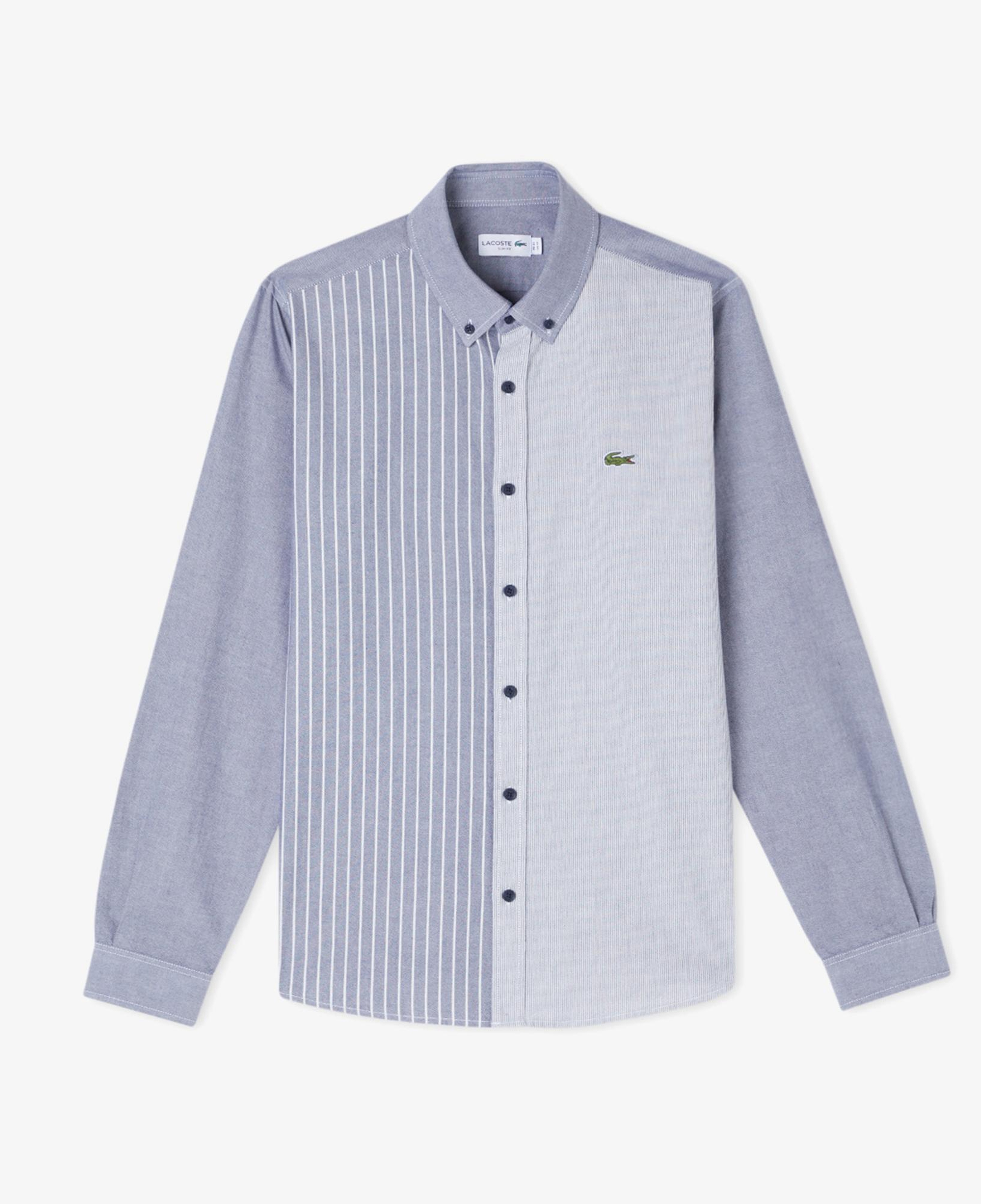 Lacoste Erkek Slim Fit Düğmeli Yaka Renk Bloklu Lacivert Gömlek