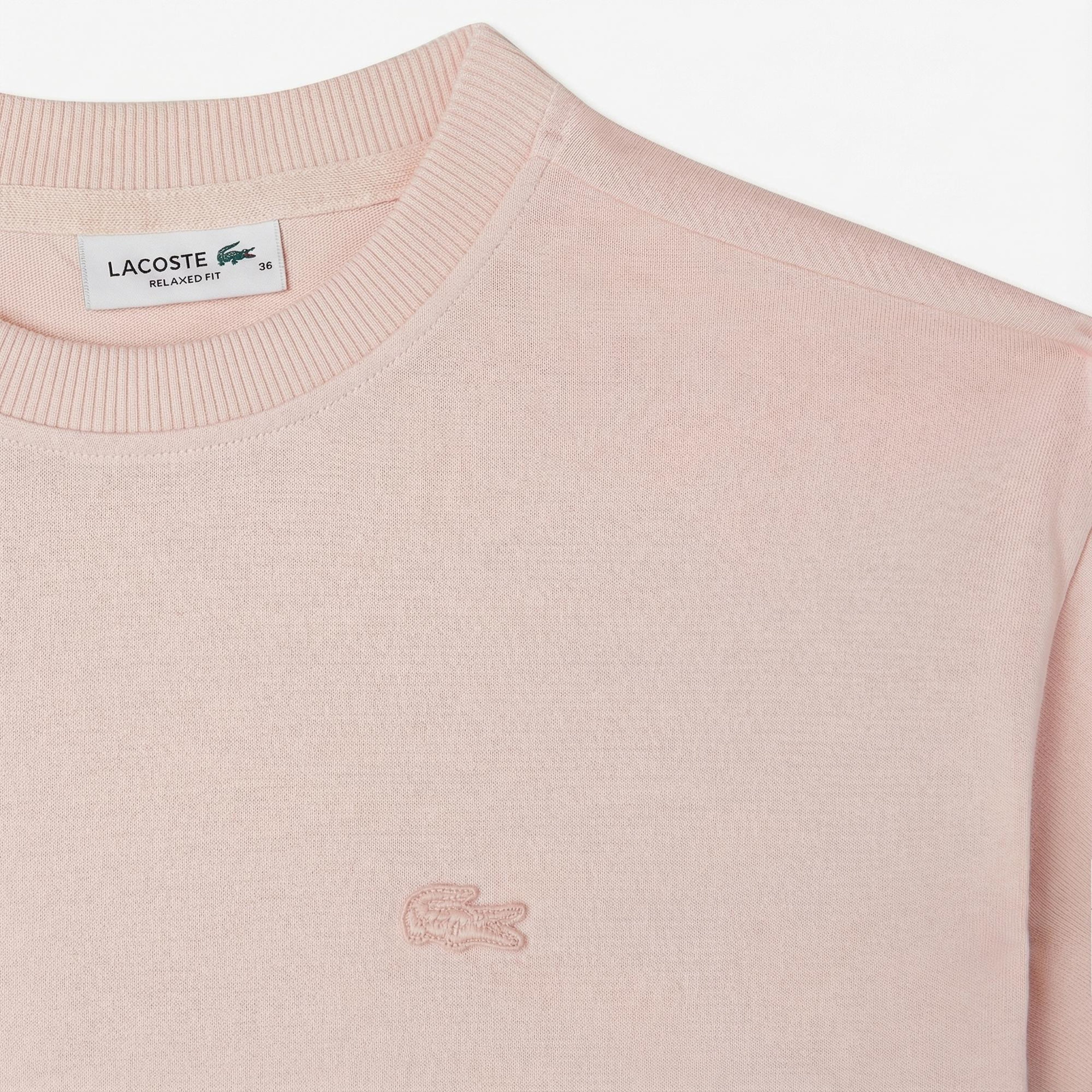 Lacoste Kadın Loose Fit Bisiklet Yaka Pembe T-Shirt