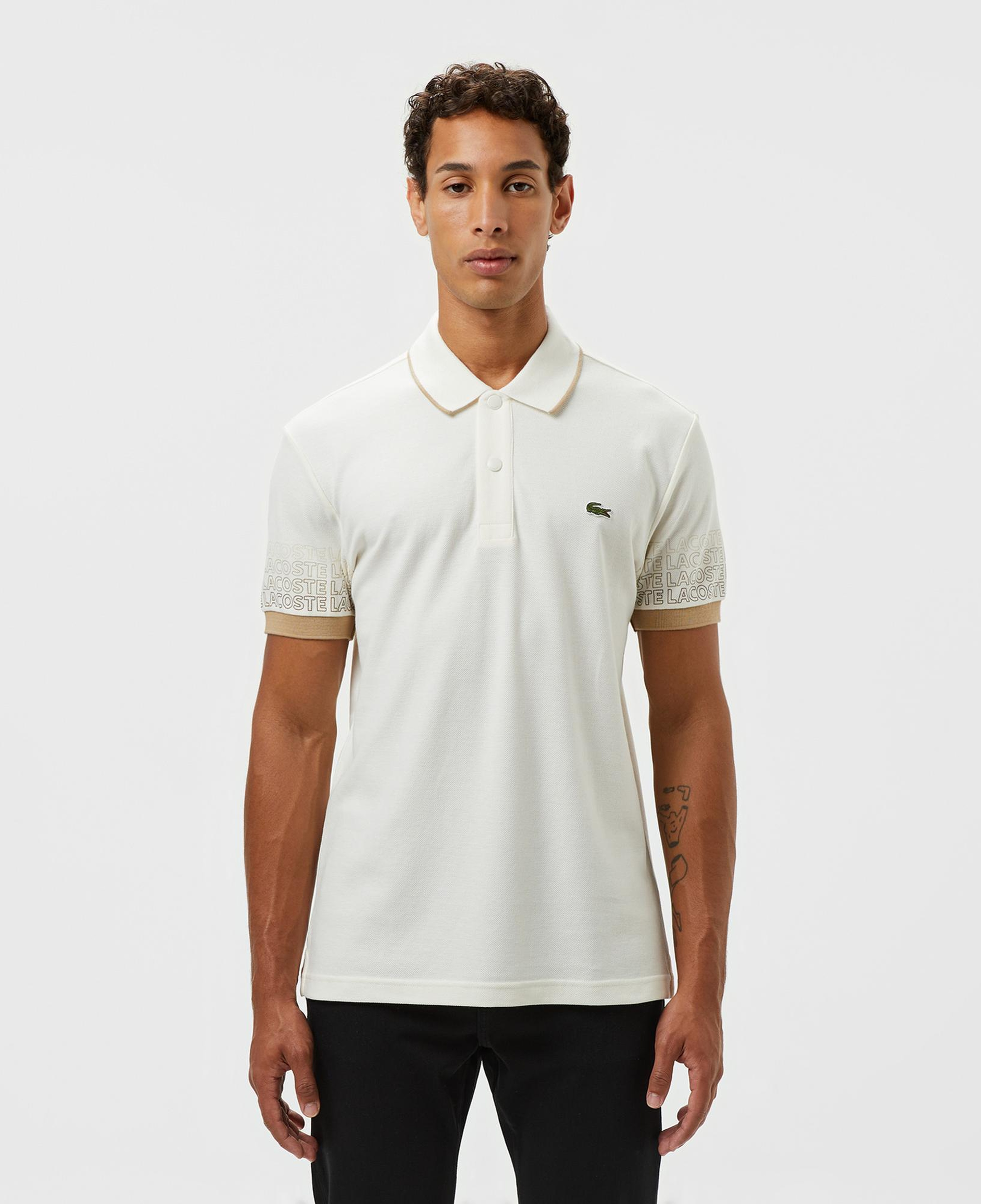 Lacoste Loose Fit Erkek Baskılı Beyaz Polo