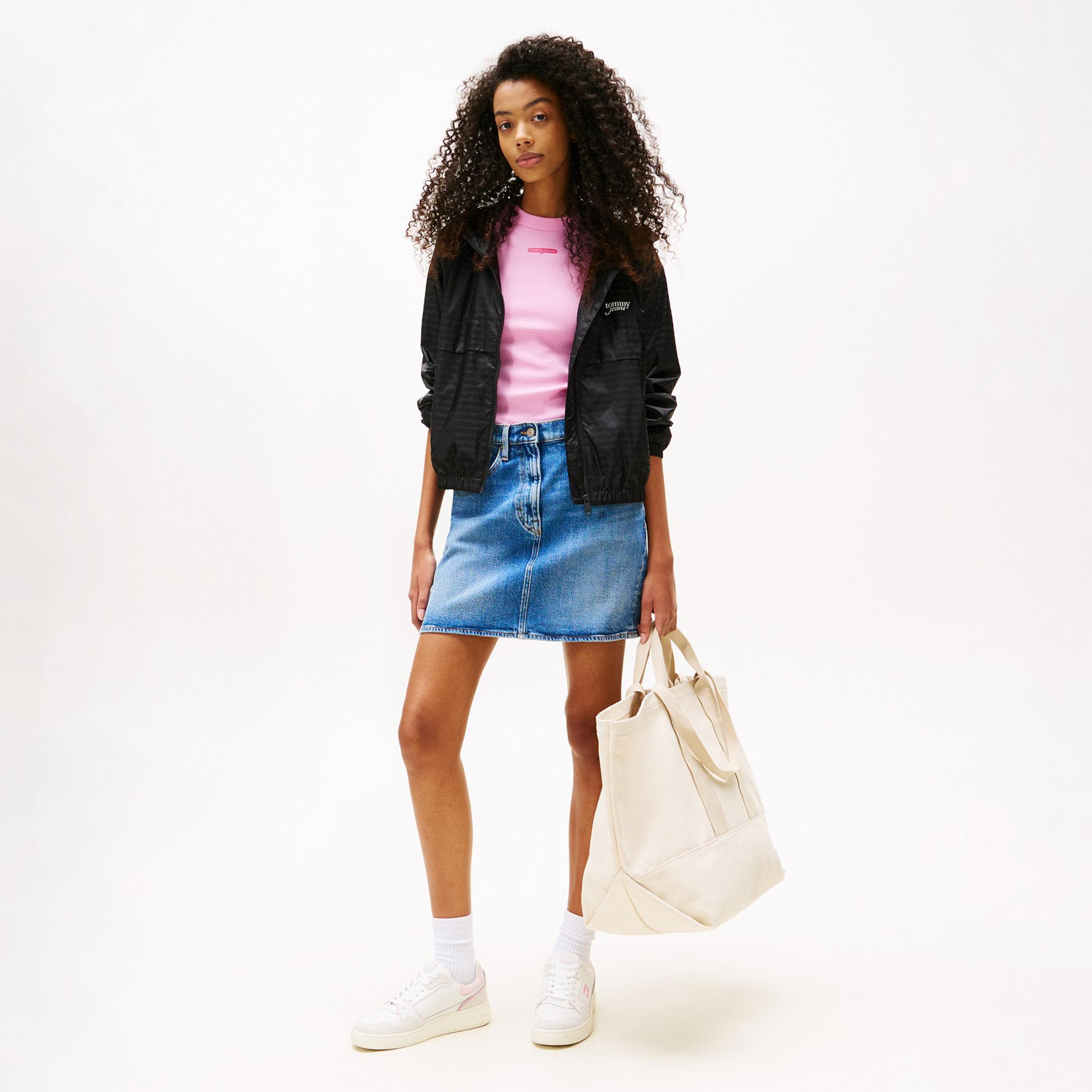 Tommy Hilfiger Repeat Logo Water Repellant Kadın Siyah Ceket