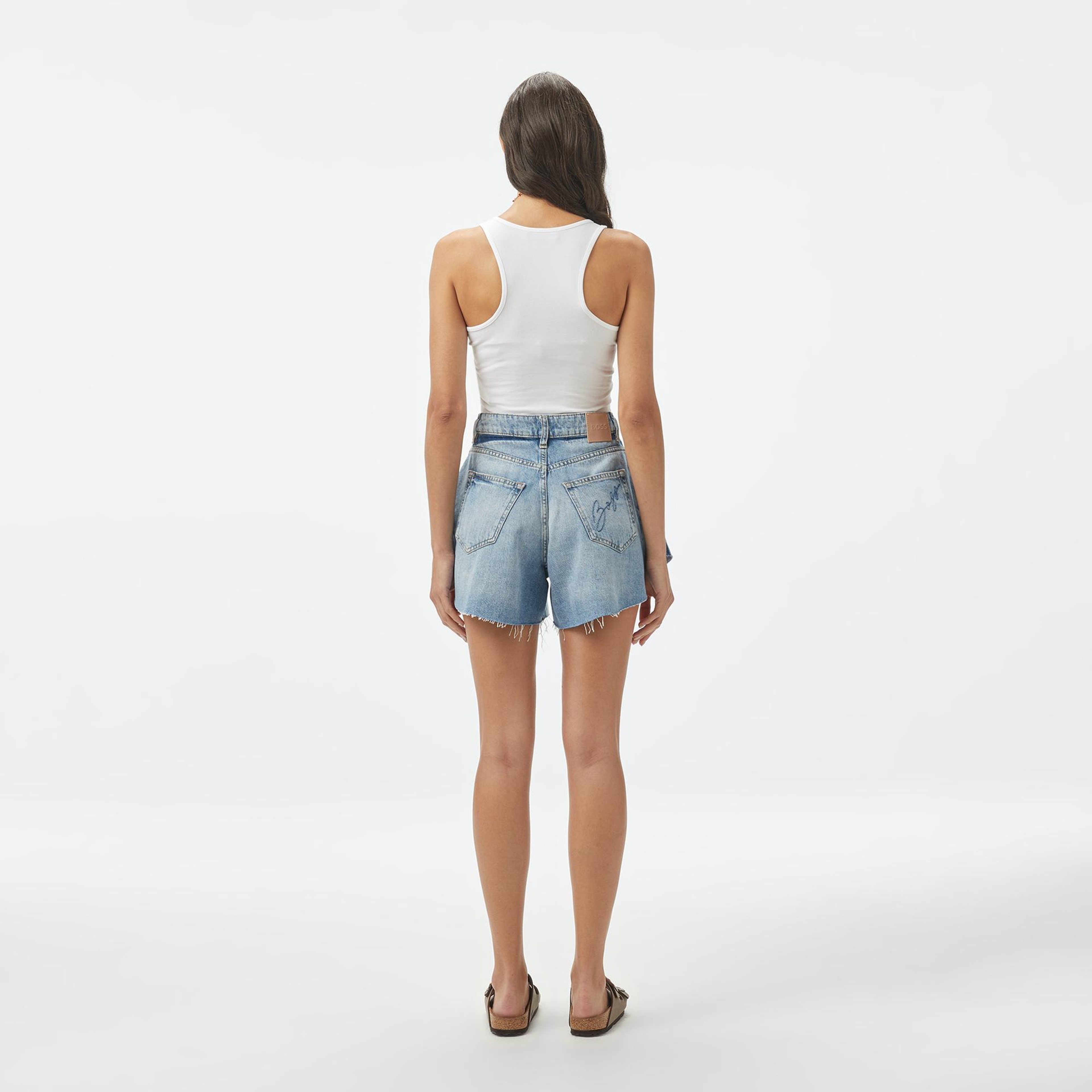 Boss Kadın Mavi Denim Şort