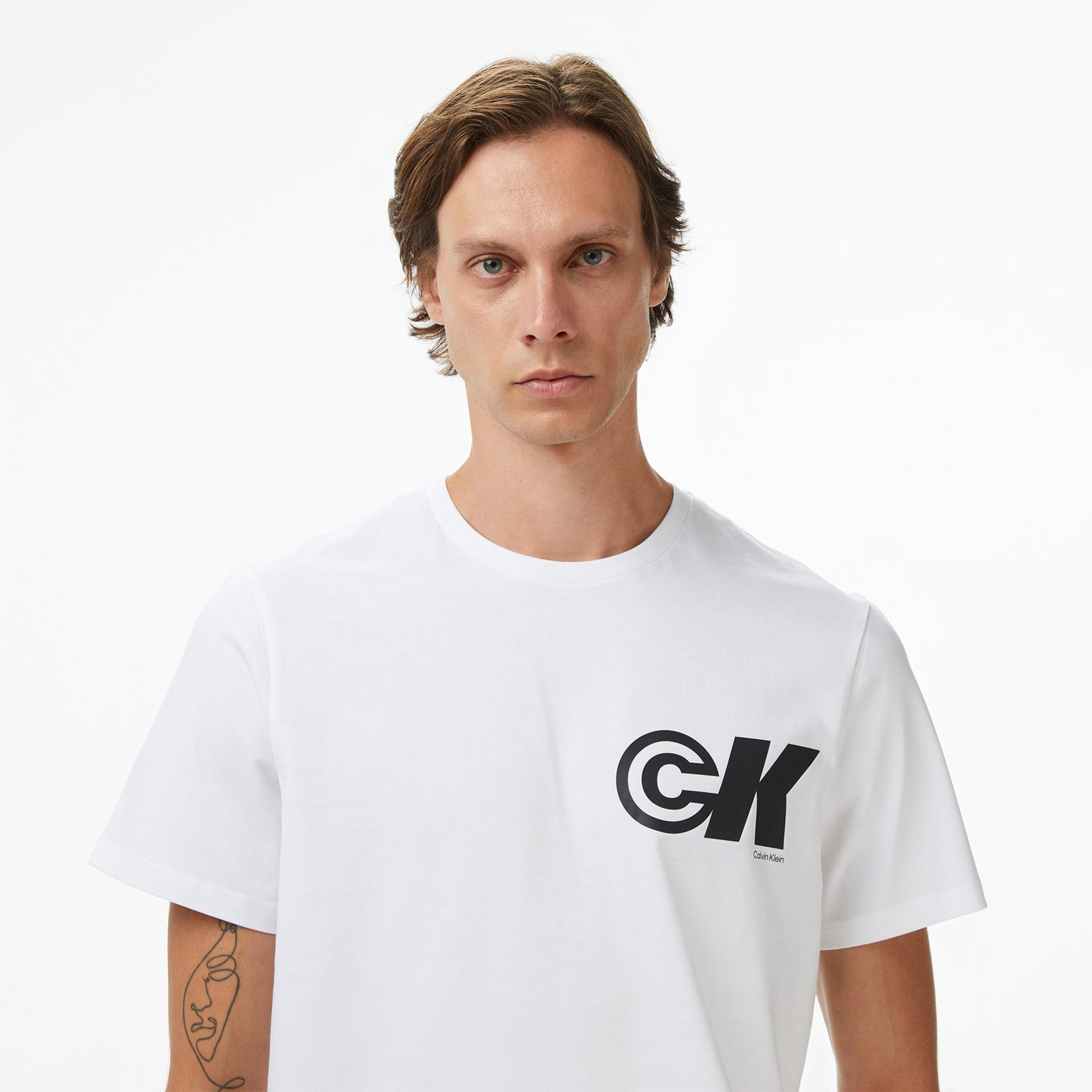 Calvin Klein Sport Logo Graphic Erkek Beyaz T-Shirt