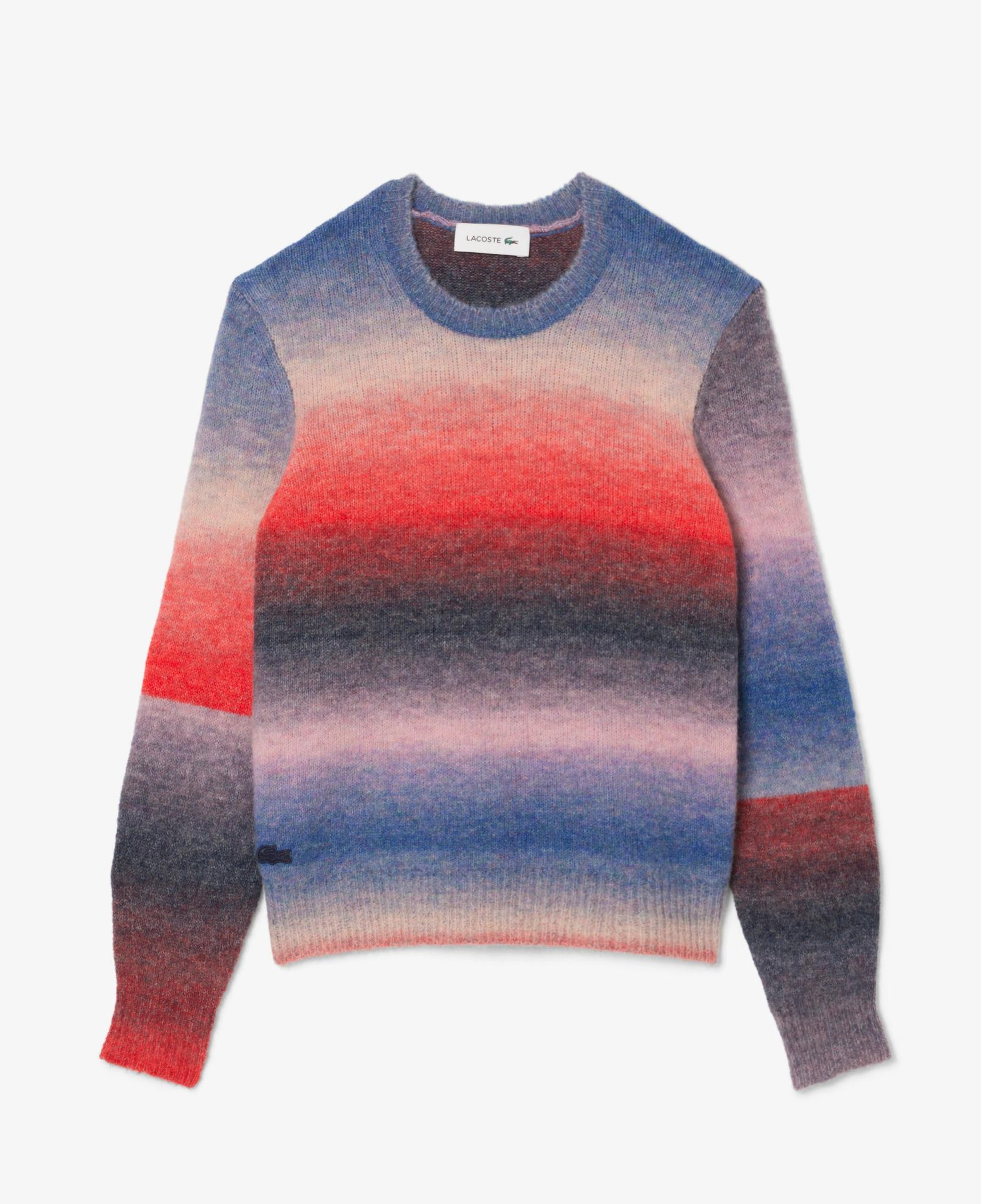 Lacoste Kadın Regular Fit Bisiklet Yaka Desenli Renkli Kazak