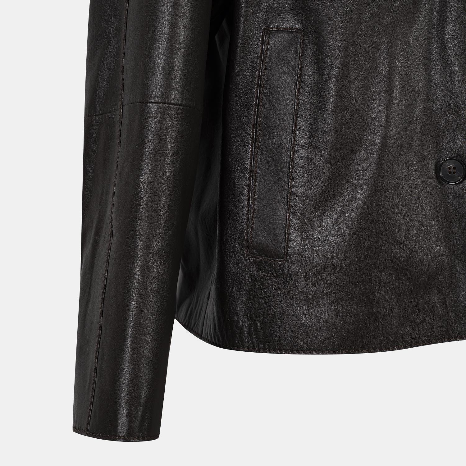 Amadika Kahve Kadın Deri Trençkot