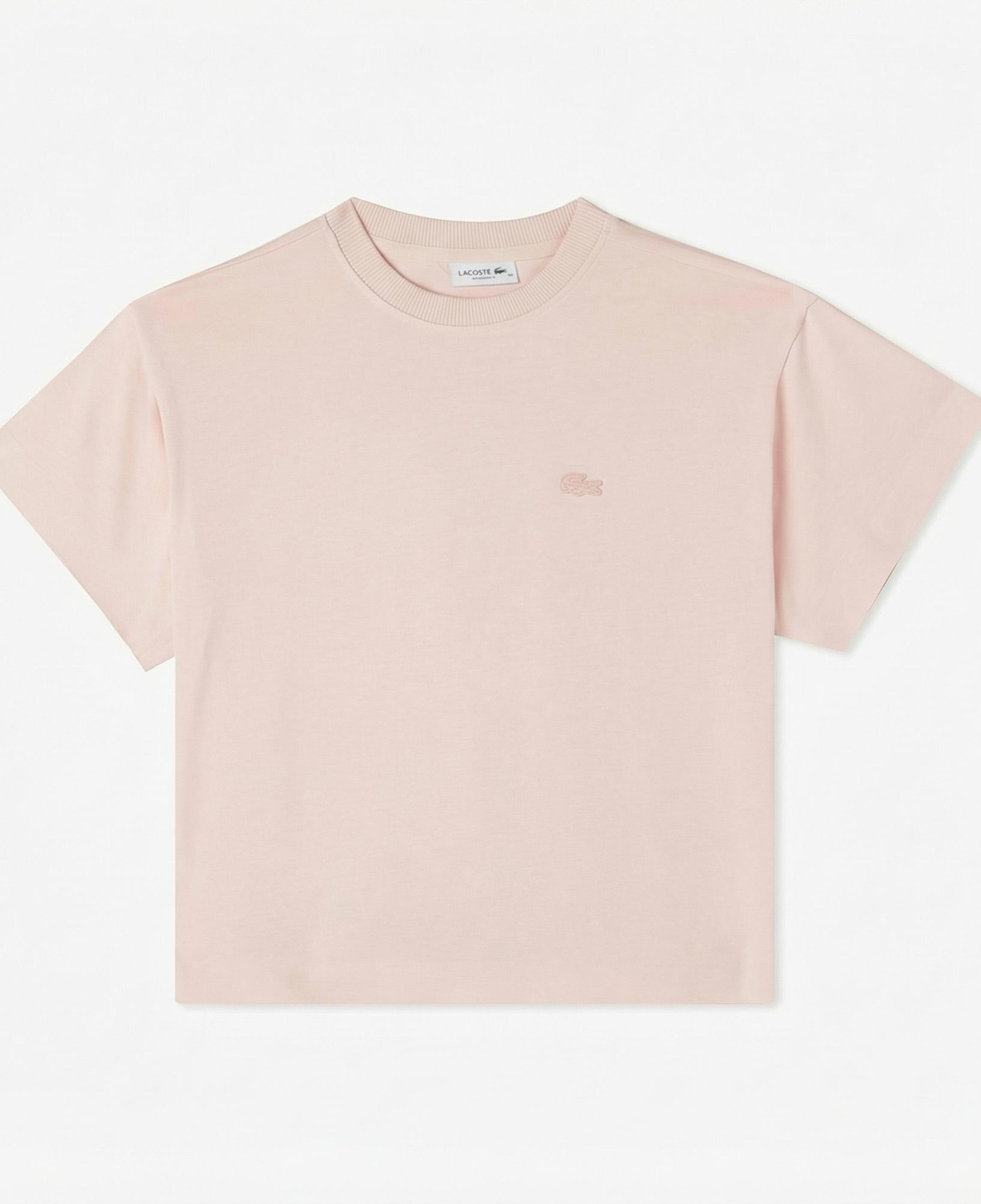 Lacoste Kadın Loose Fit Bisiklet Yaka Pembe T-Shirt