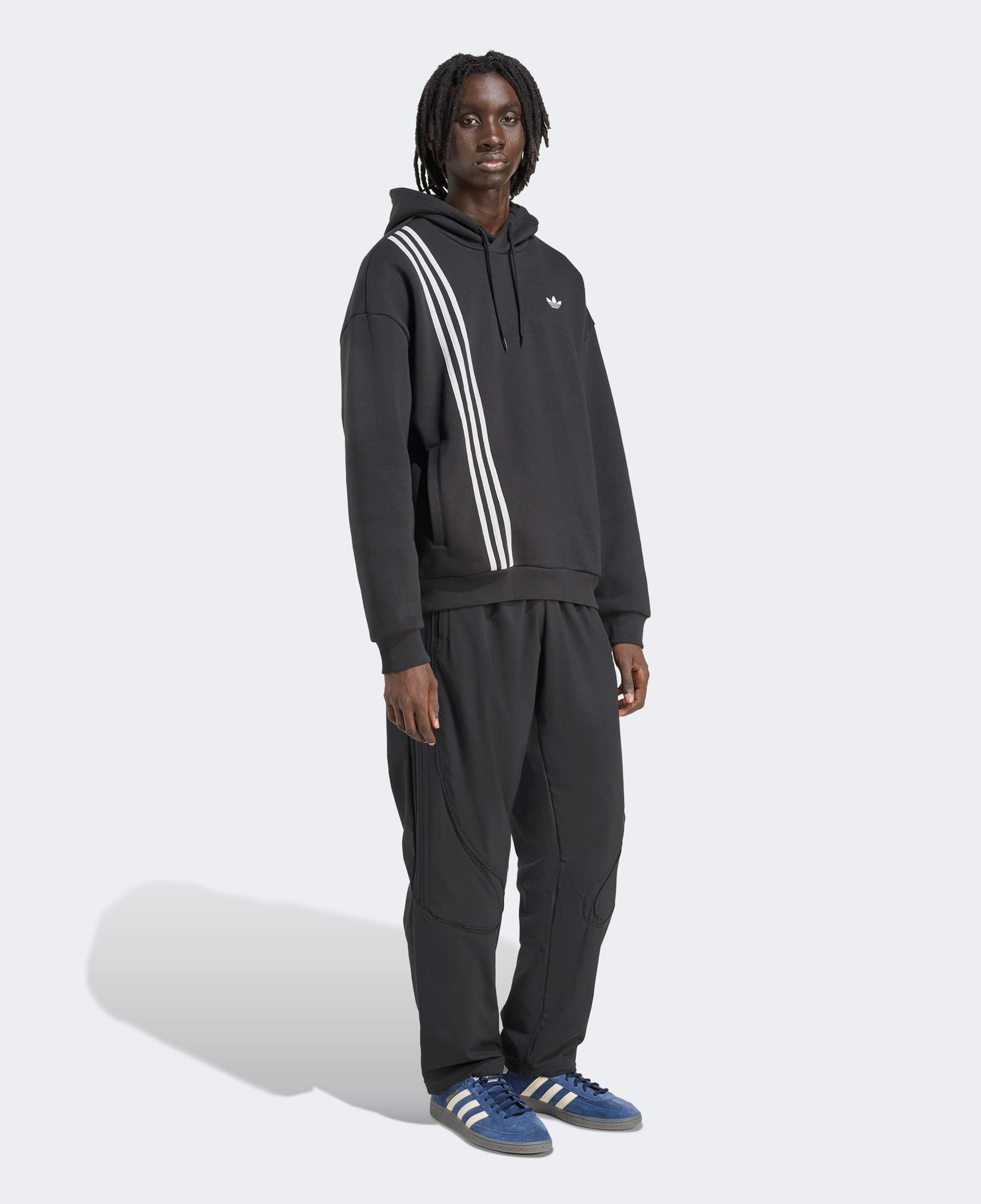 adidas Çizgili Kapüşonlu Siyah Sweatshirt