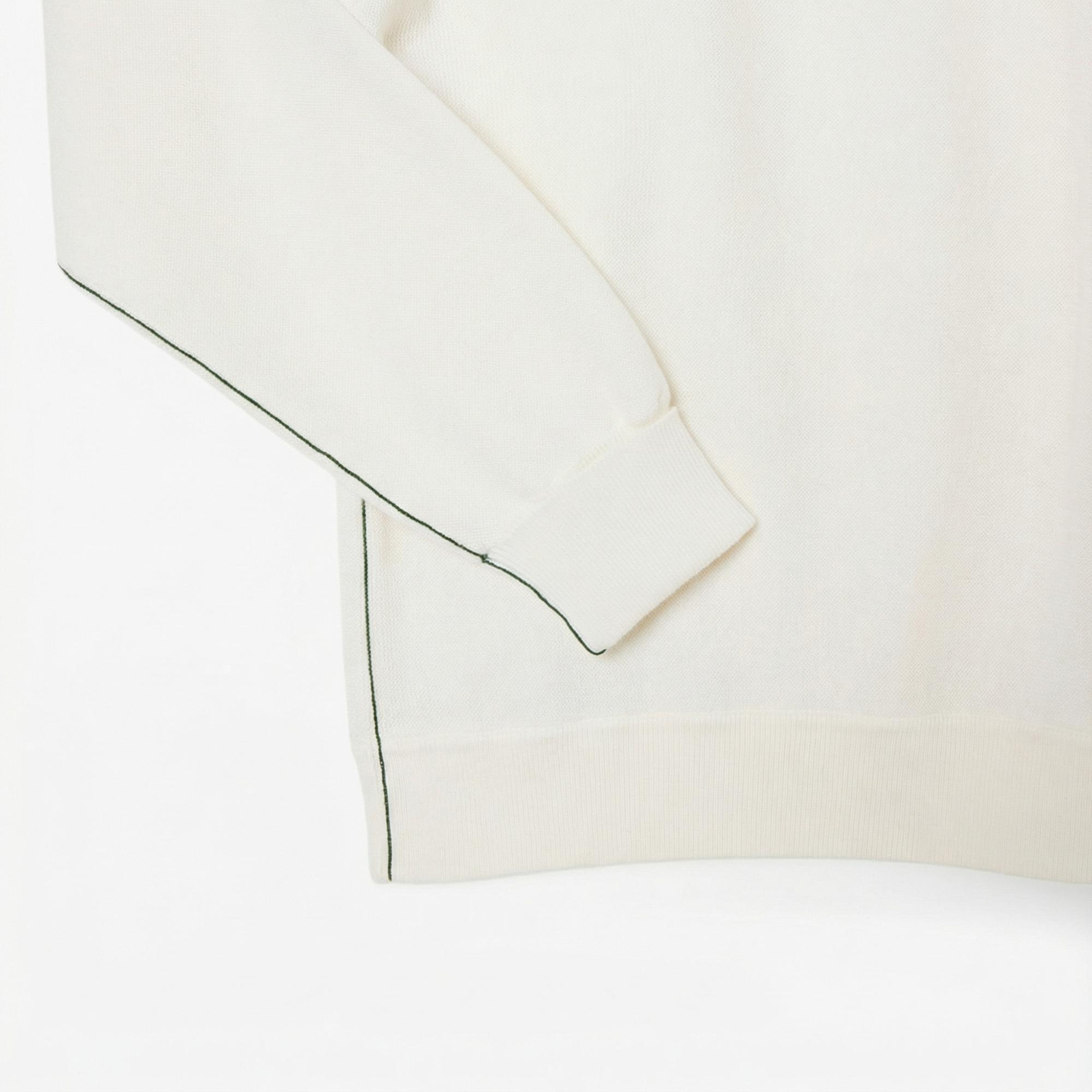 Lacoste Kadın Relaxed Fit Bisiklet Yaka Beyaz Kazak