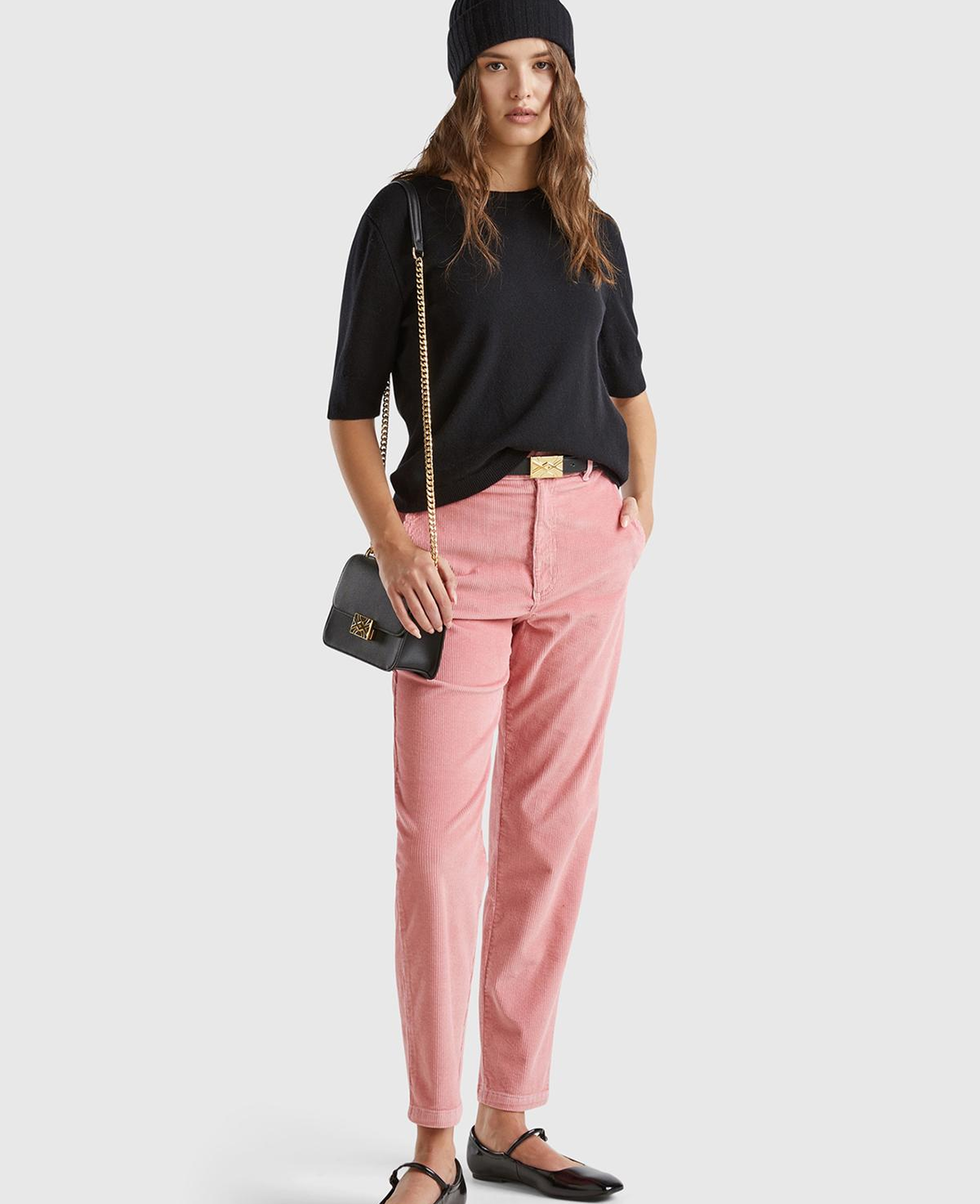 Kadın Siyah %100 Merino Bisiklet Yaka  Kısa Kollu Kazak