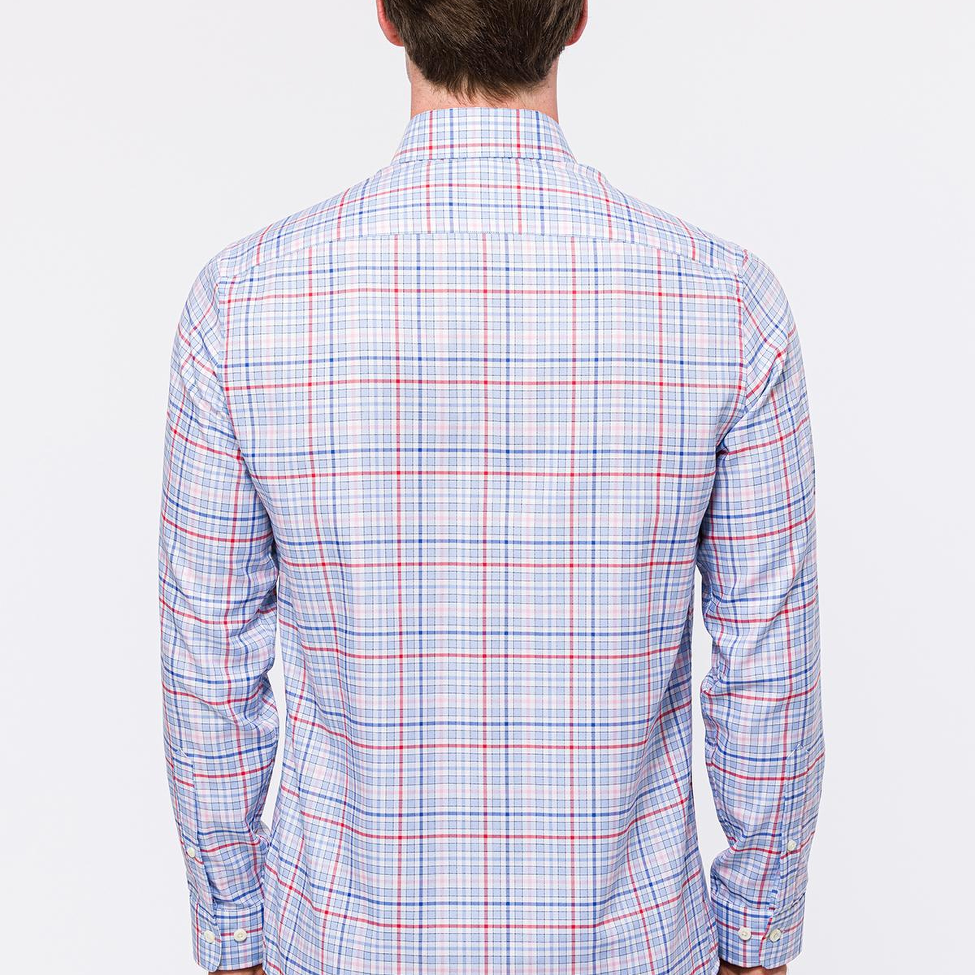 Erkek Bordo Cooper Fit Düğmeli Yaka Ekoseli Oxford Spor Gömlek