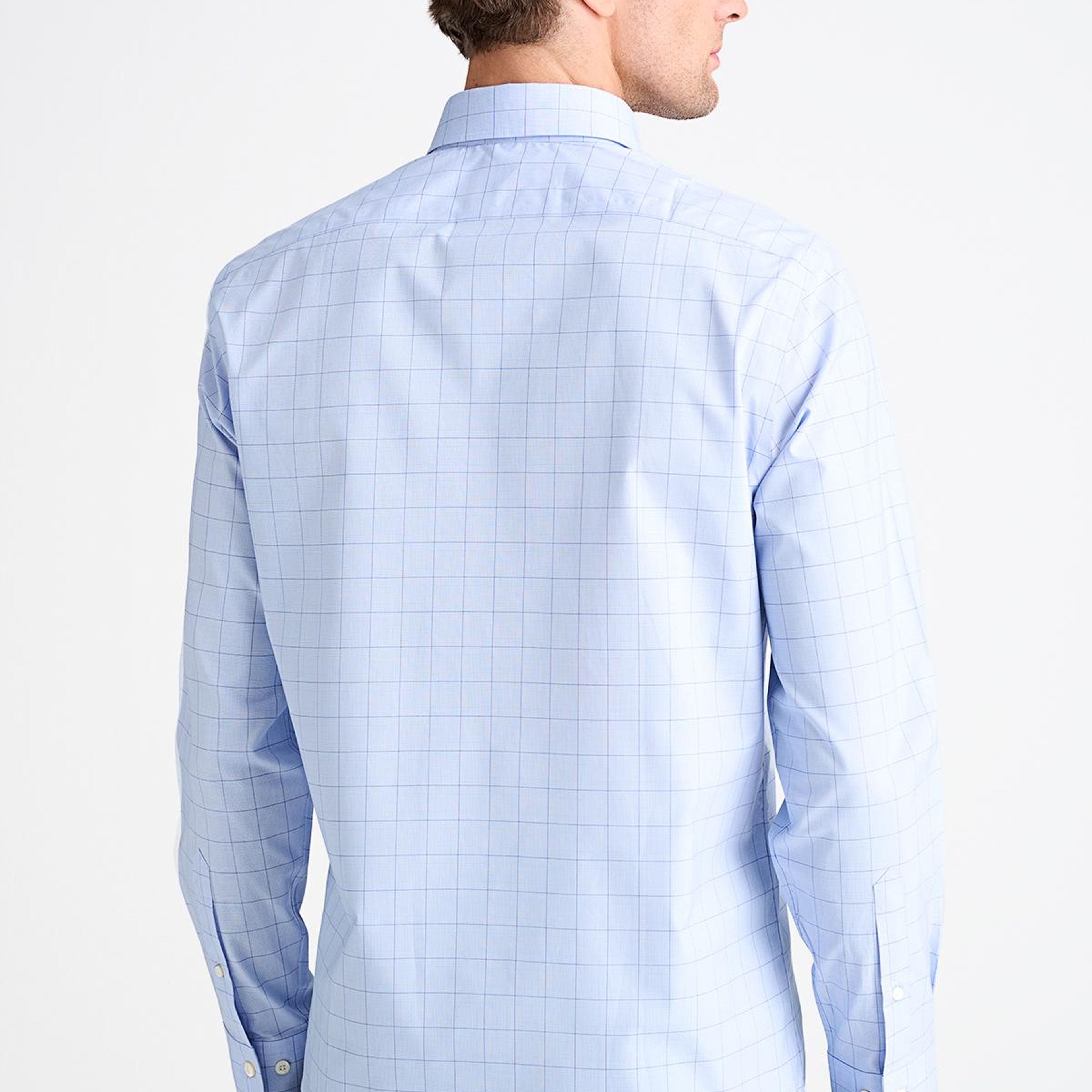 Erkek Lacivert Cooper Fit Düğmeli Yaka Ekoseli Spor Gömlek