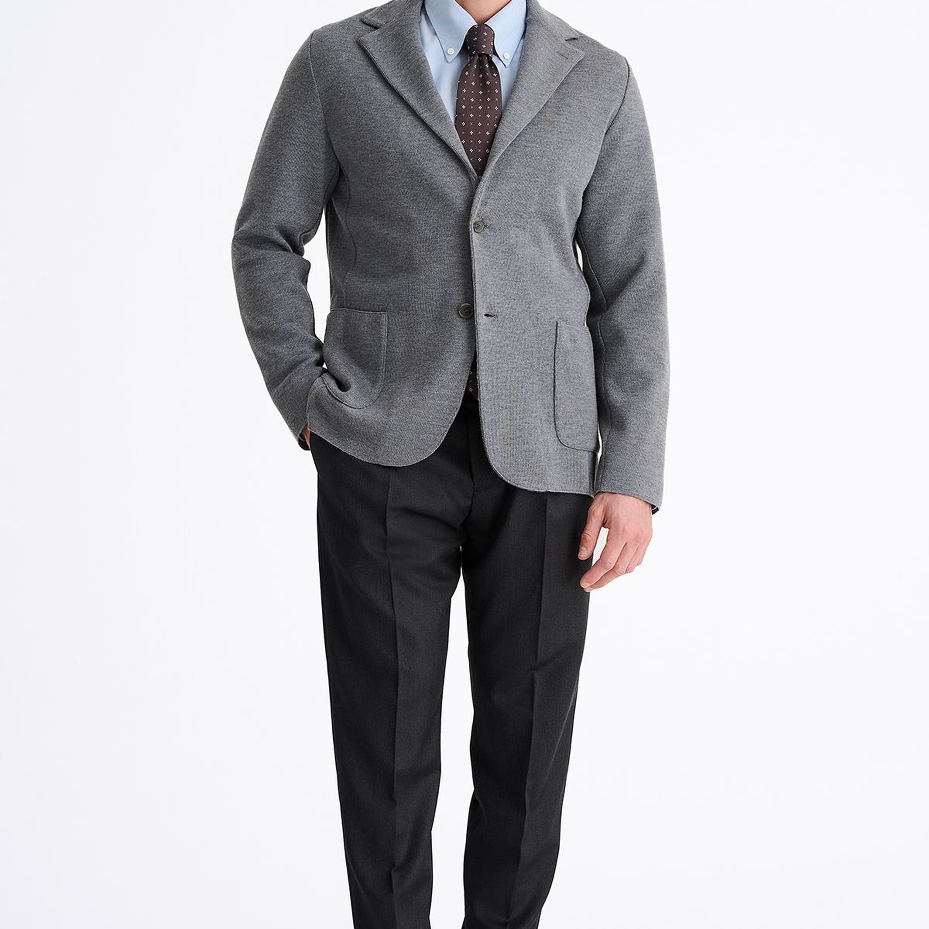 Erkek Gri Extrafine Yün Triko Ceket