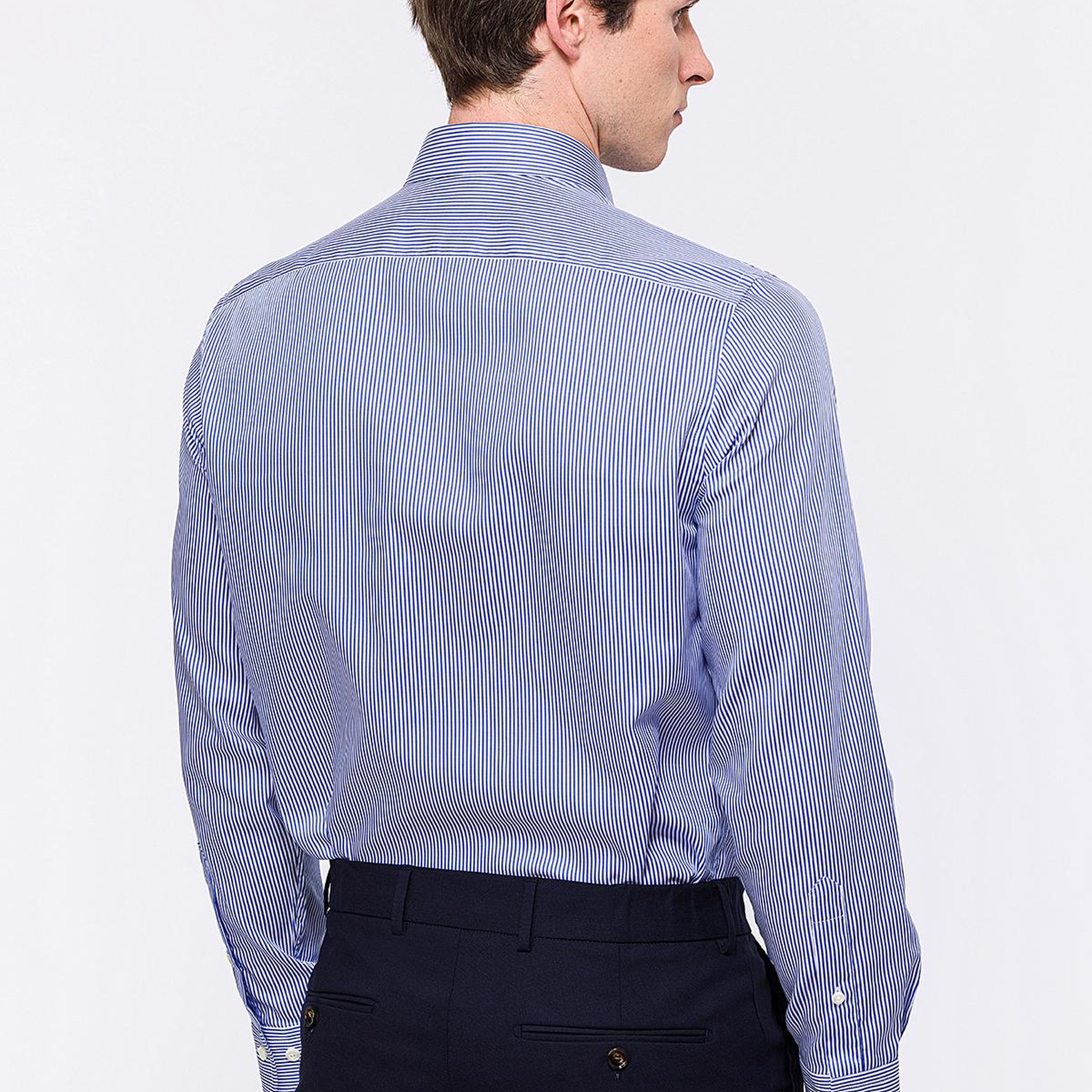 Erkek Lacivert Cooper Fit Kravat Yaka Klasik Gömlek