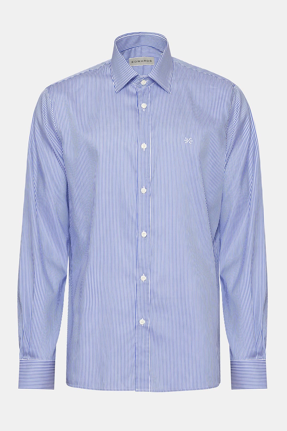 Erkek Lacivert Cooper Fit Kravat Yaka Klasik Gömlek