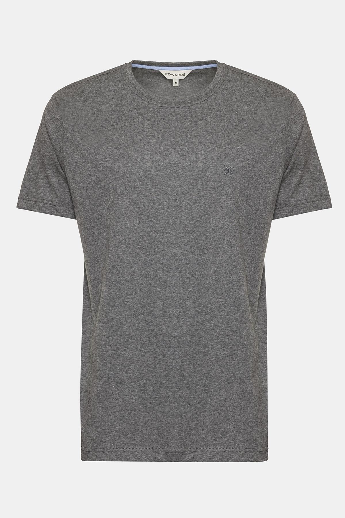 Erkek Gri Melanj Organik Pamuklu Bisiklet Yaka T-Shirt