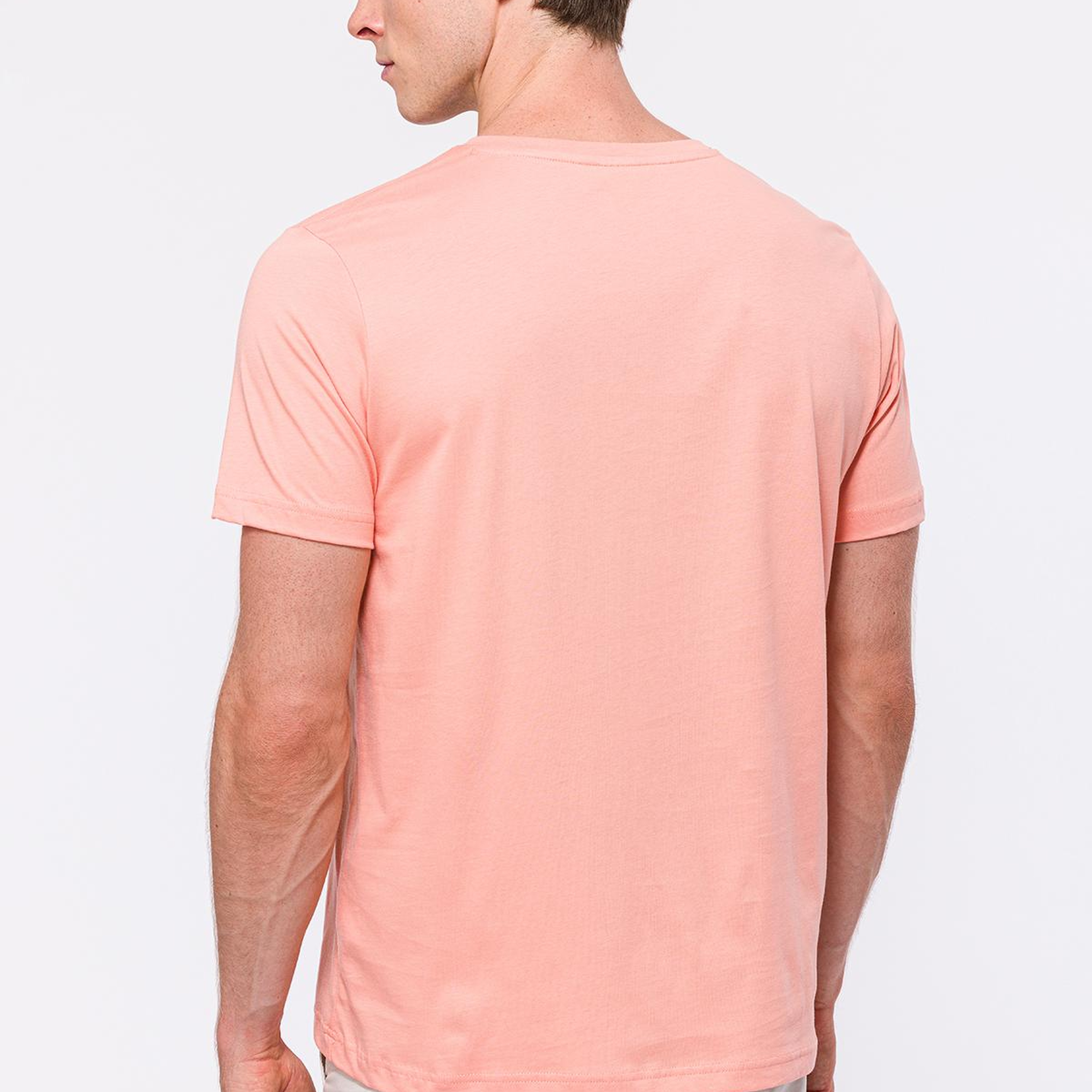 Erkek Pembe Organik Pamuklu Bisiklet Yaka T-Shirt