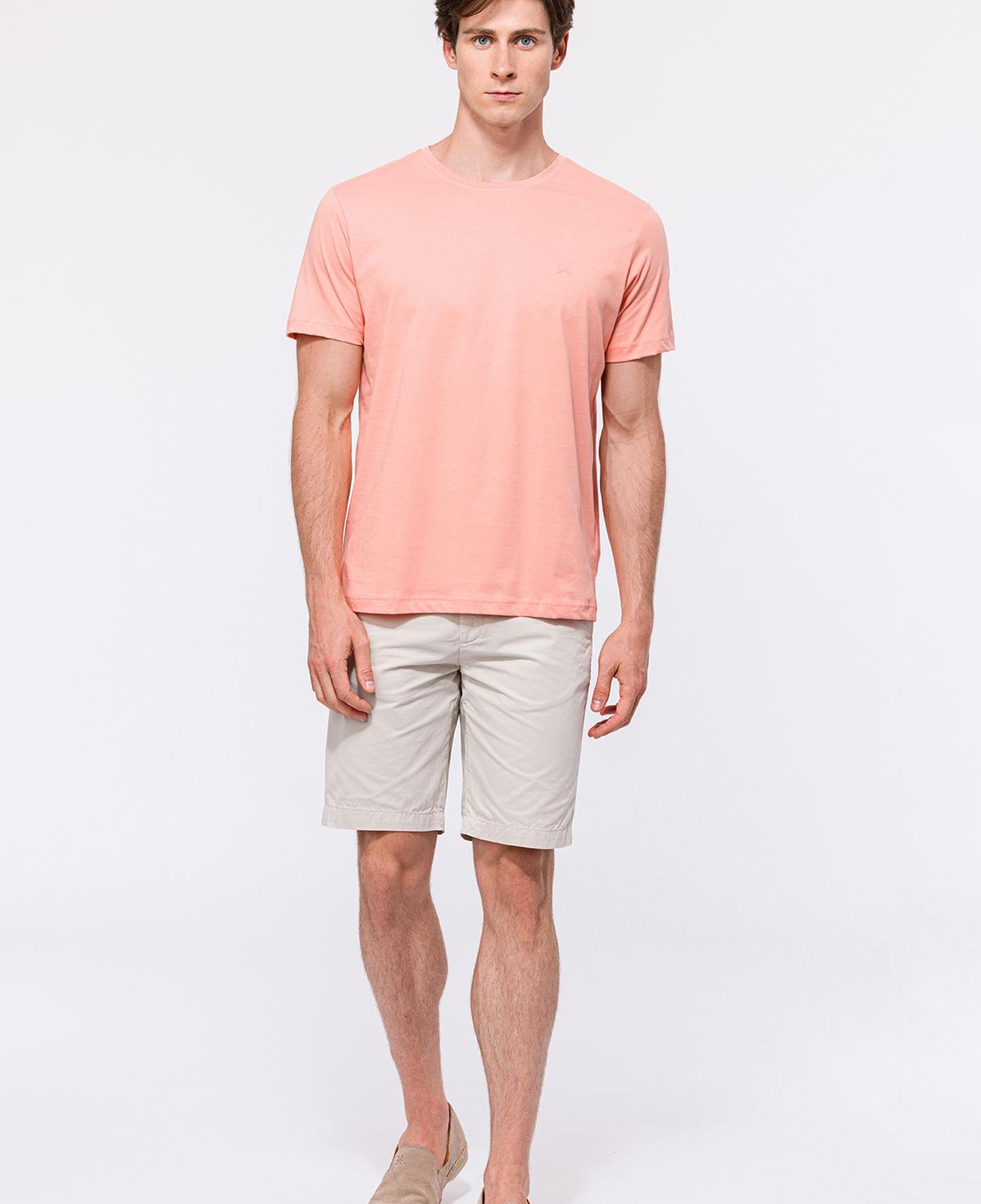 Erkek Pembe Organik Pamuklu Bisiklet Yaka T-Shirt