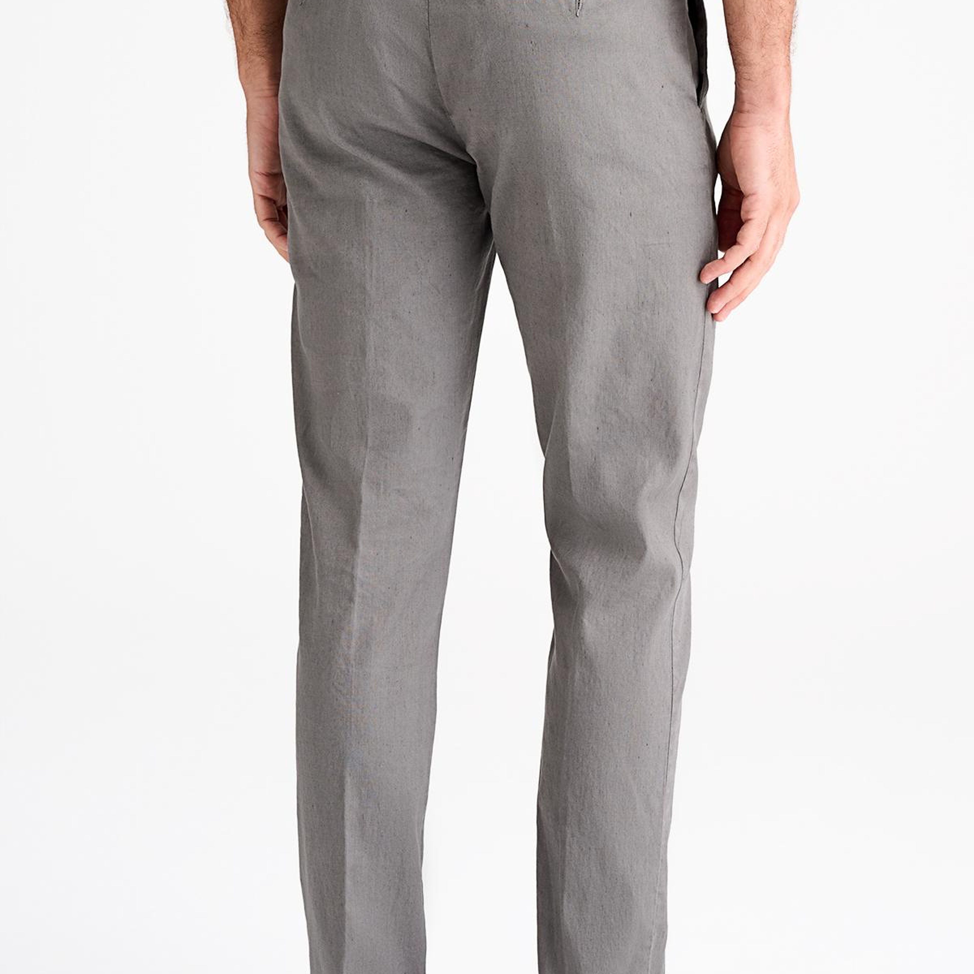 Erkek Gri Keten Chino Pantolon