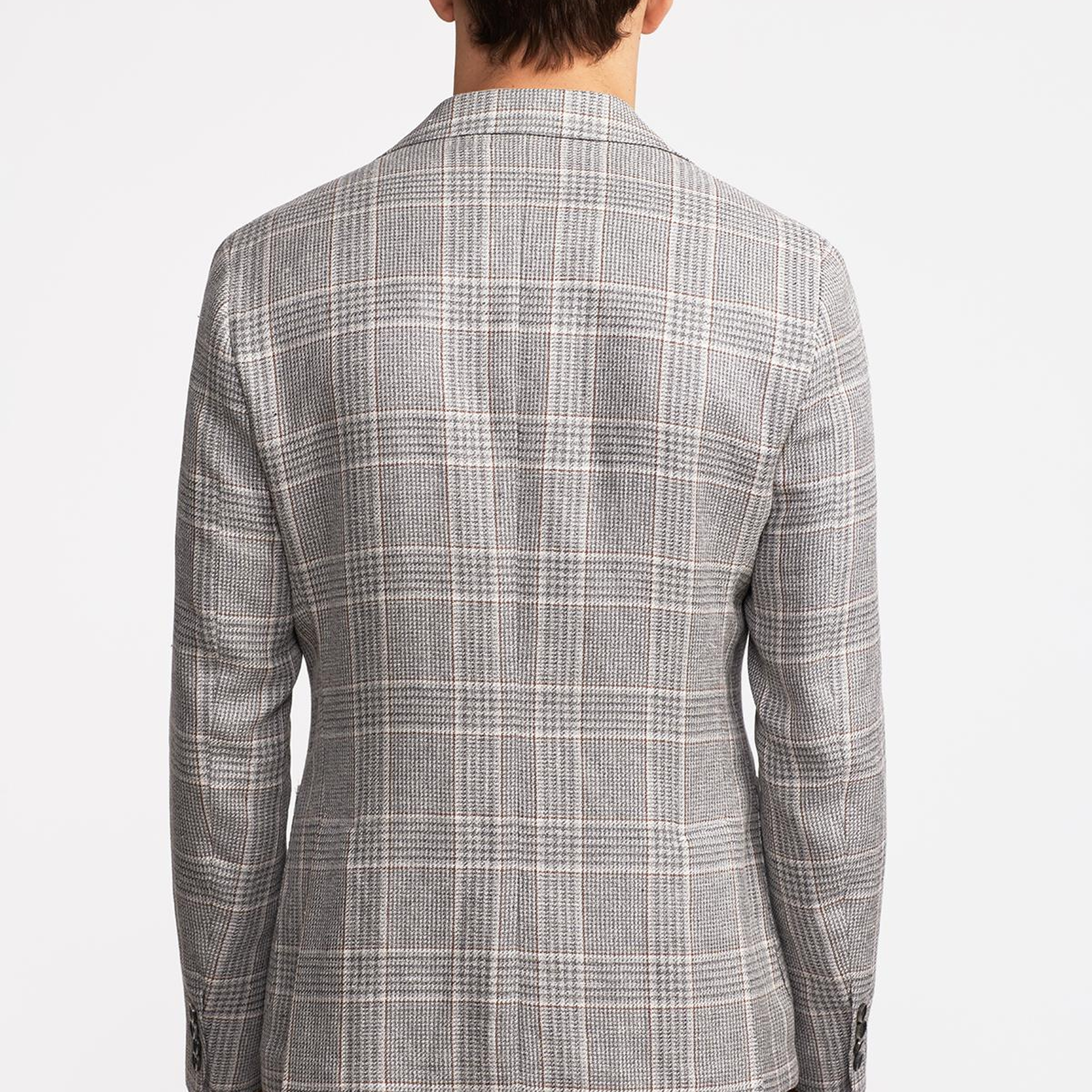 Erkek Gri Vitale Barberis Keten İpek Karışımlı Casual Ceket