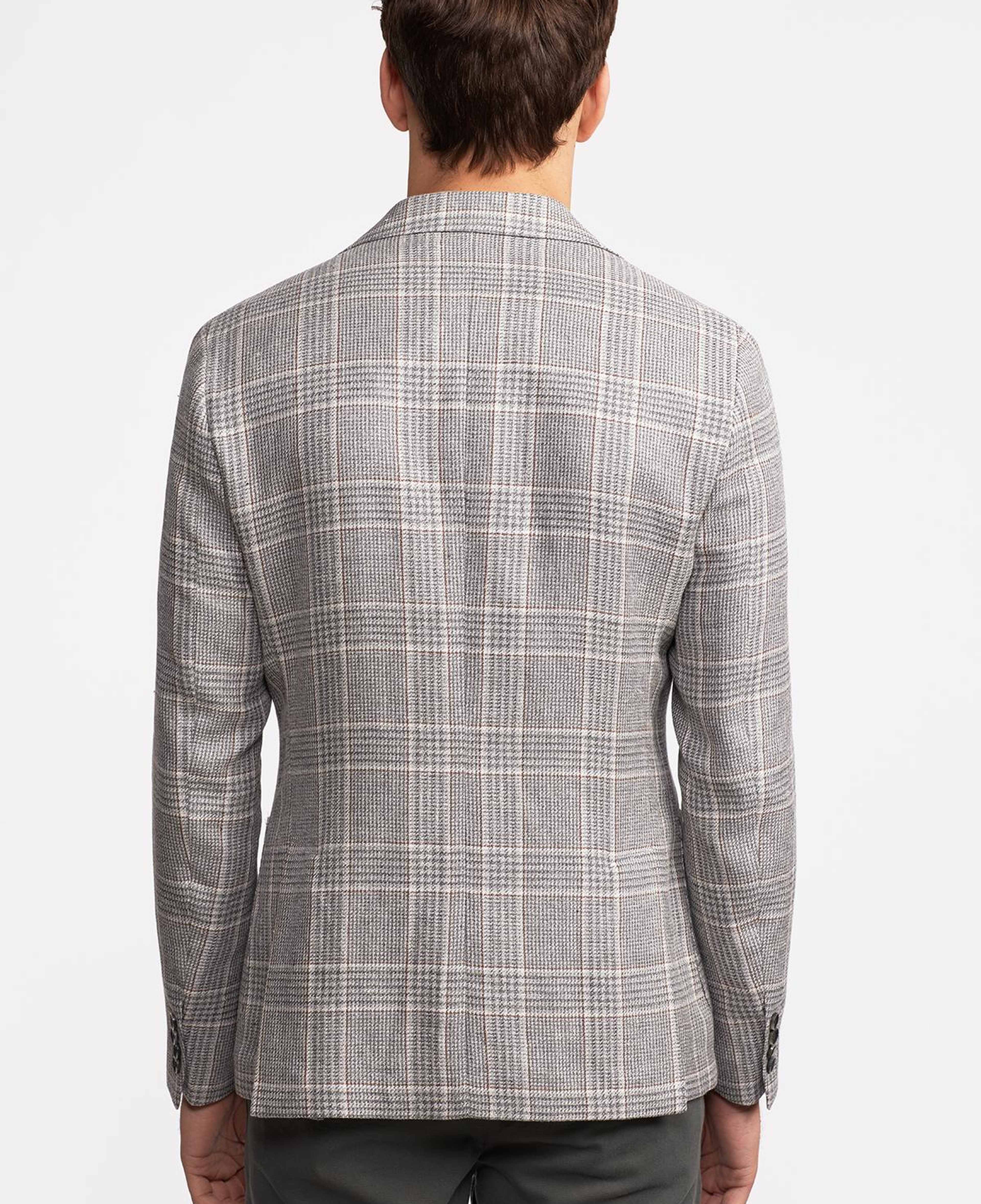 Erkek Gri Vitale Barberis Keten İpek Karışımlı Casual Ceket