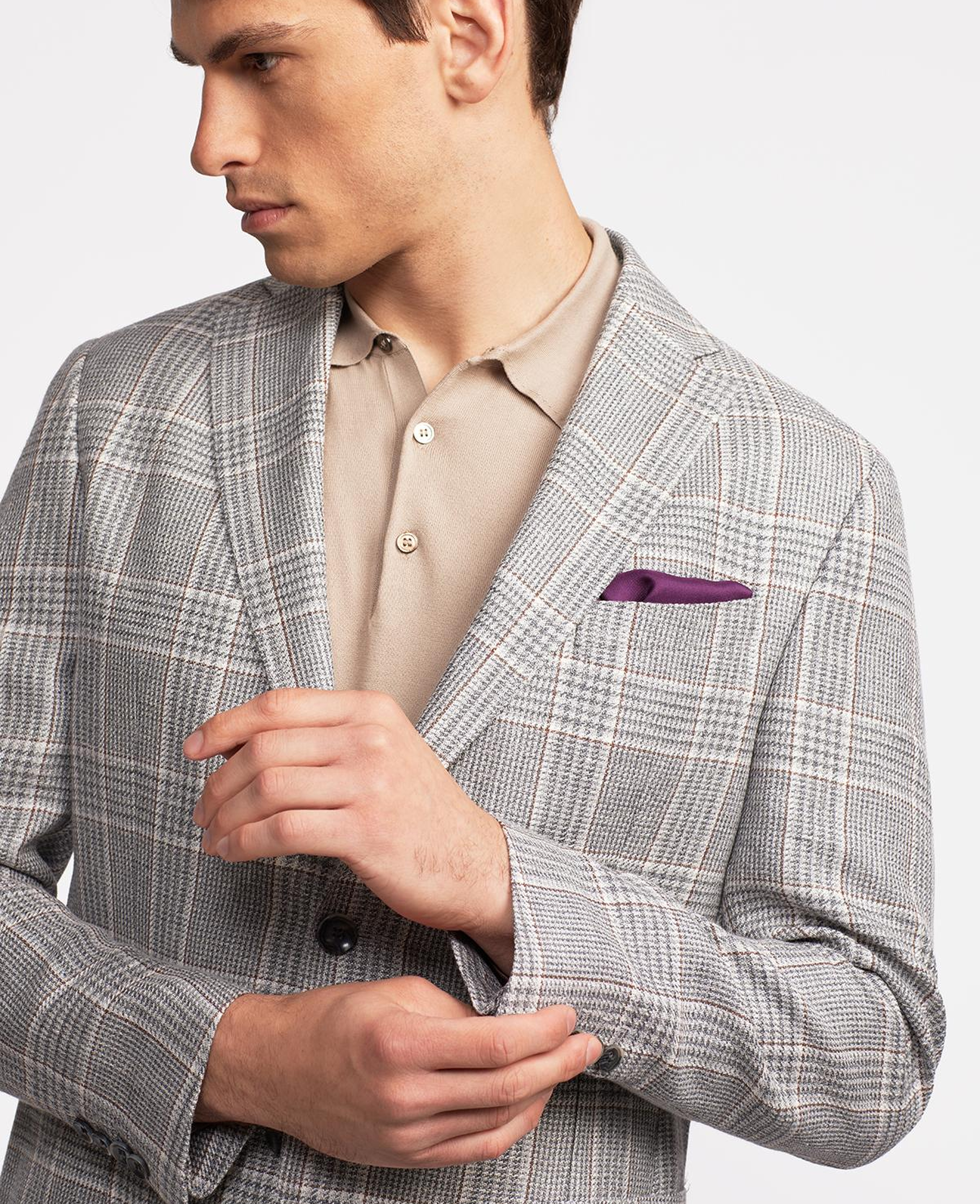 Erkek Gri Vitale Barberis Keten İpek Karışımlı Casual Ceket