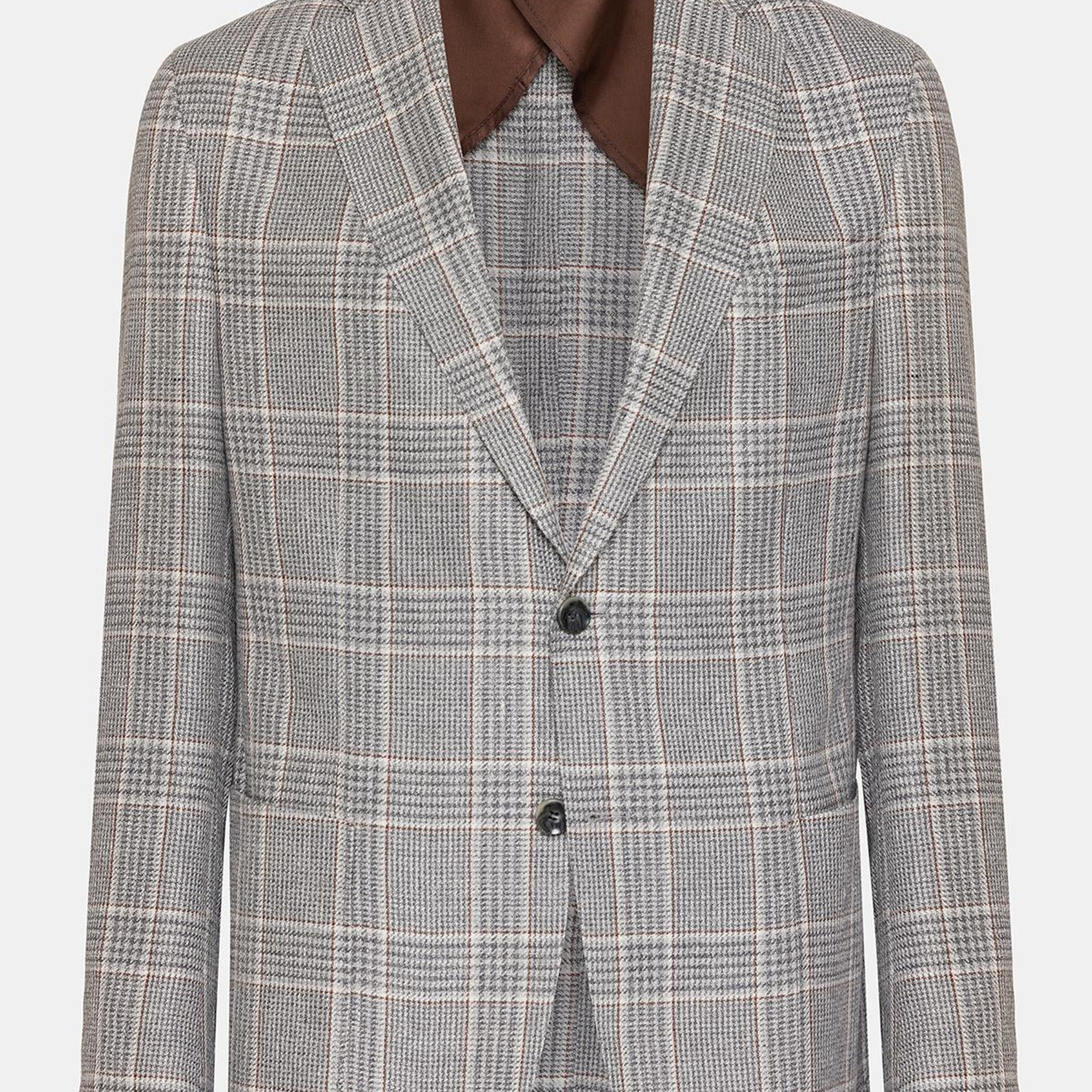 Erkek Gri Vitale Barberis Keten İpek Karışımlı Casual Ceket