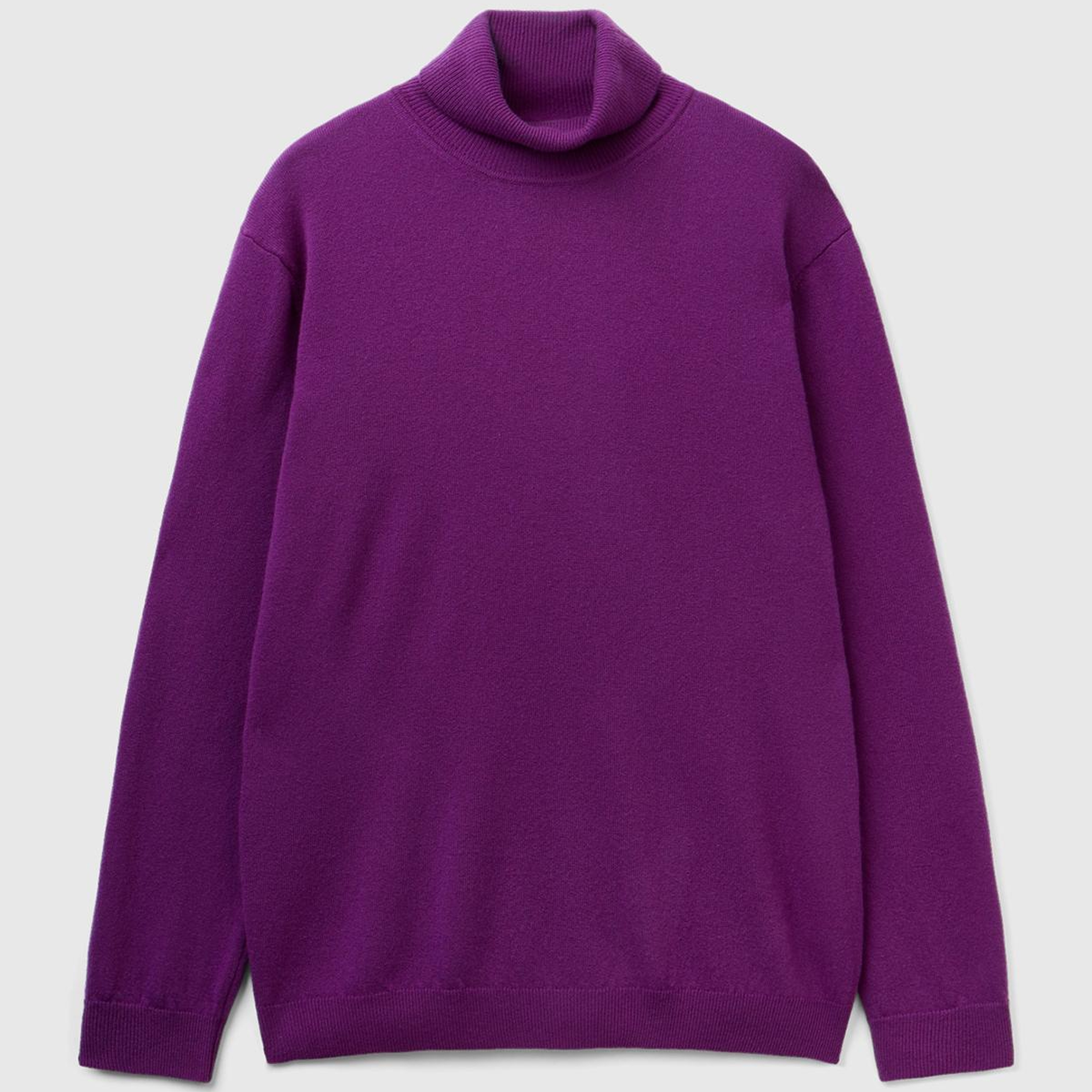 Erkek Mor Boğazlı Merino Kazak