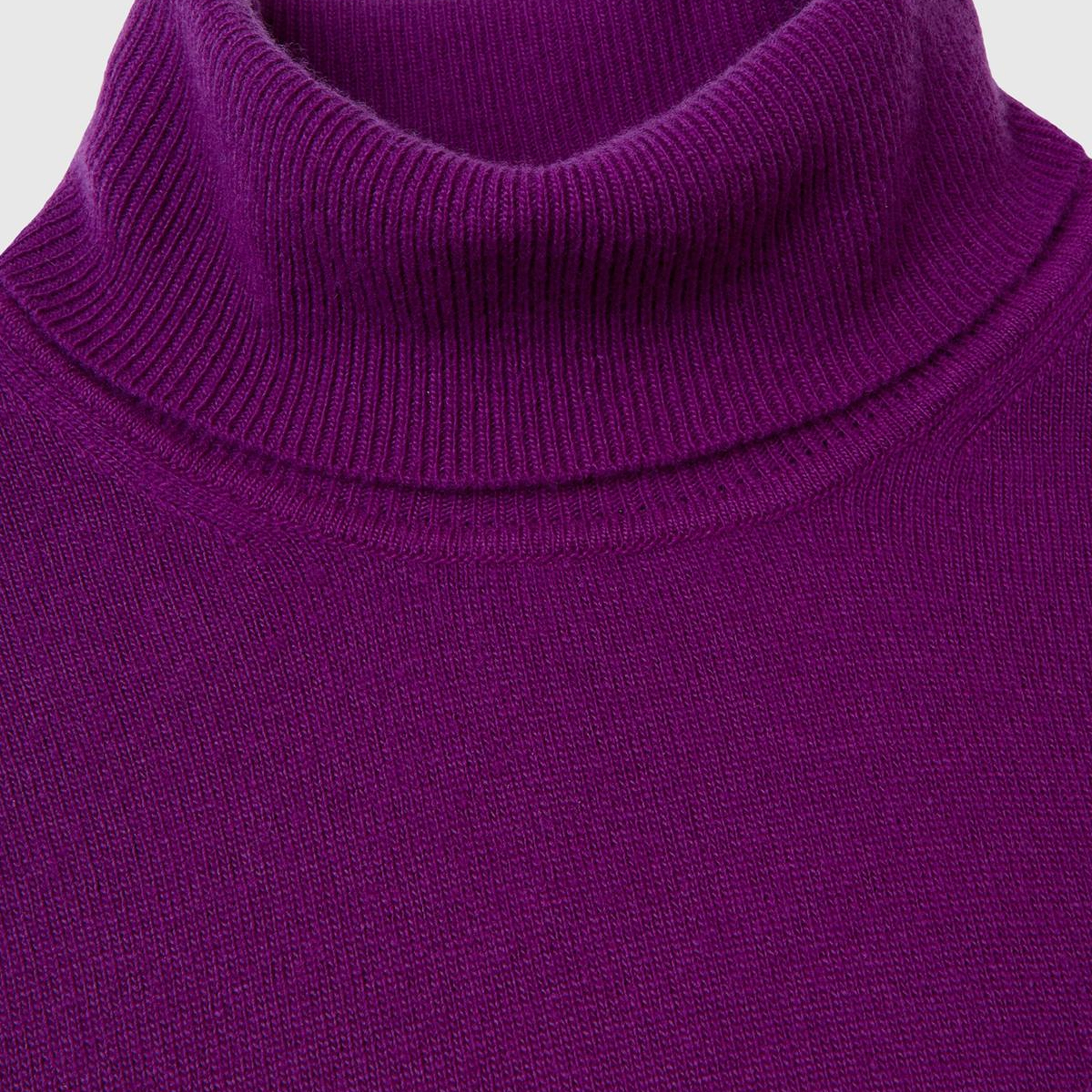 Erkek Mor Boğazlı Merino Kazak