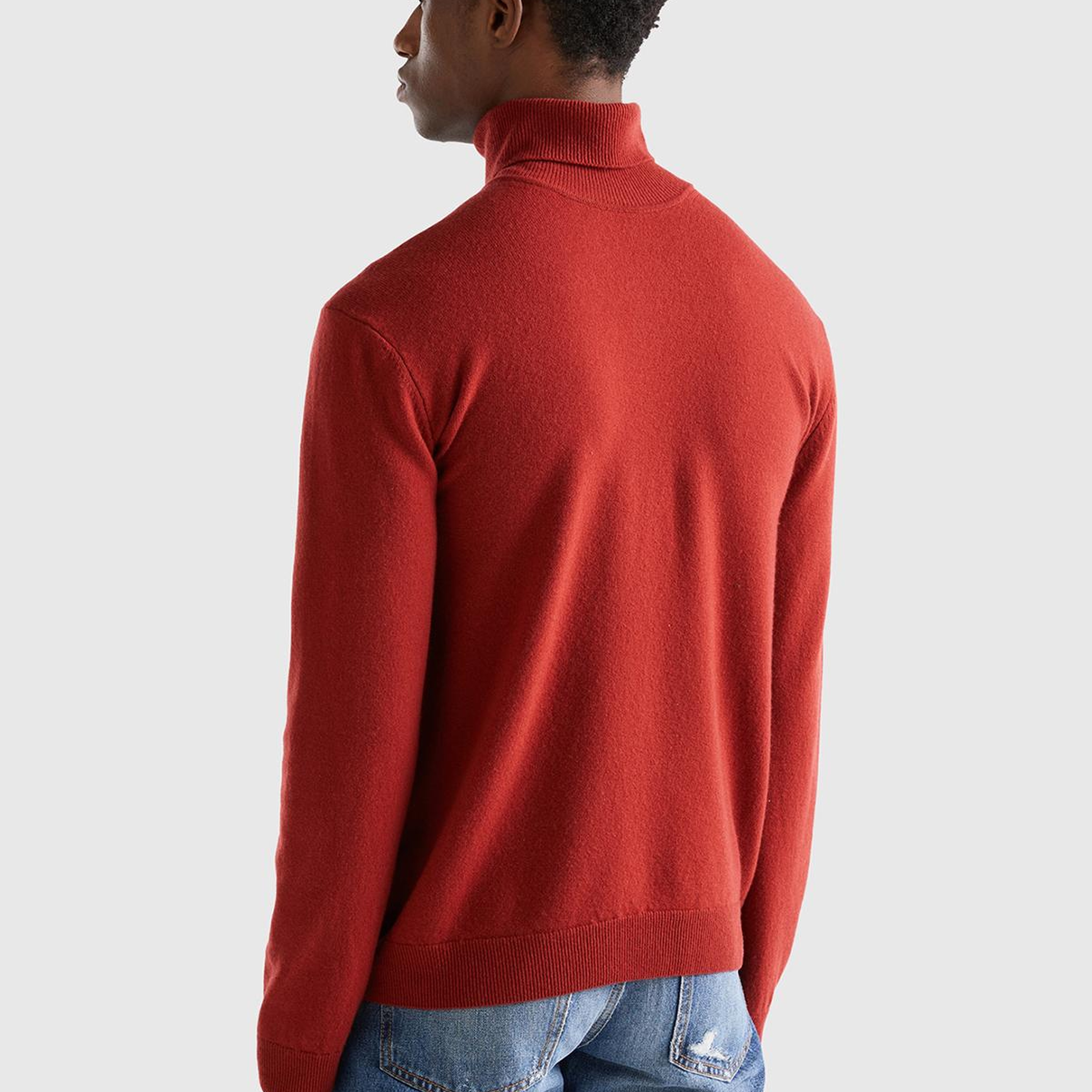 Erkek Bordo Boğazlı Merino Kazak