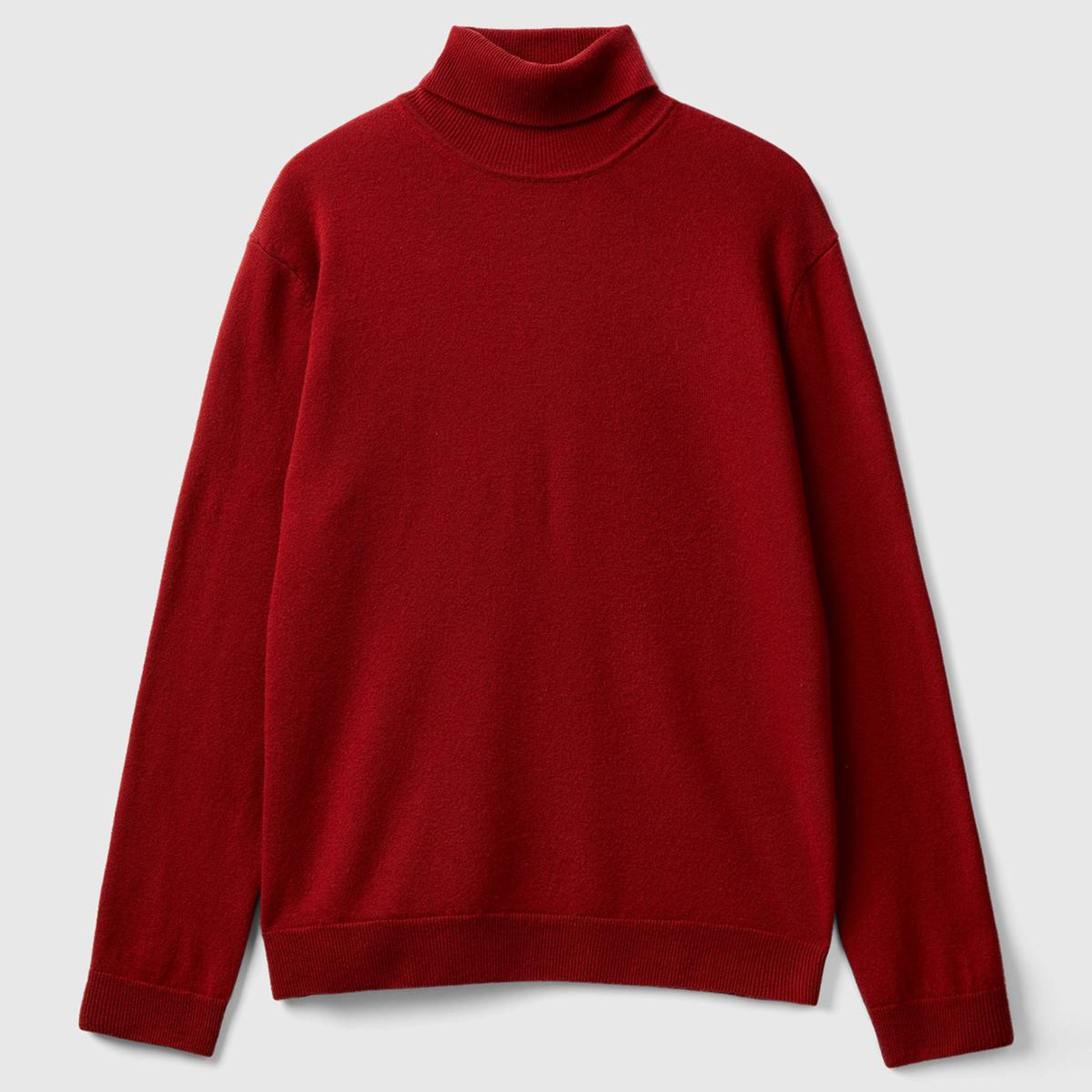 Erkek Bordo Boğazlı Merino Kazak