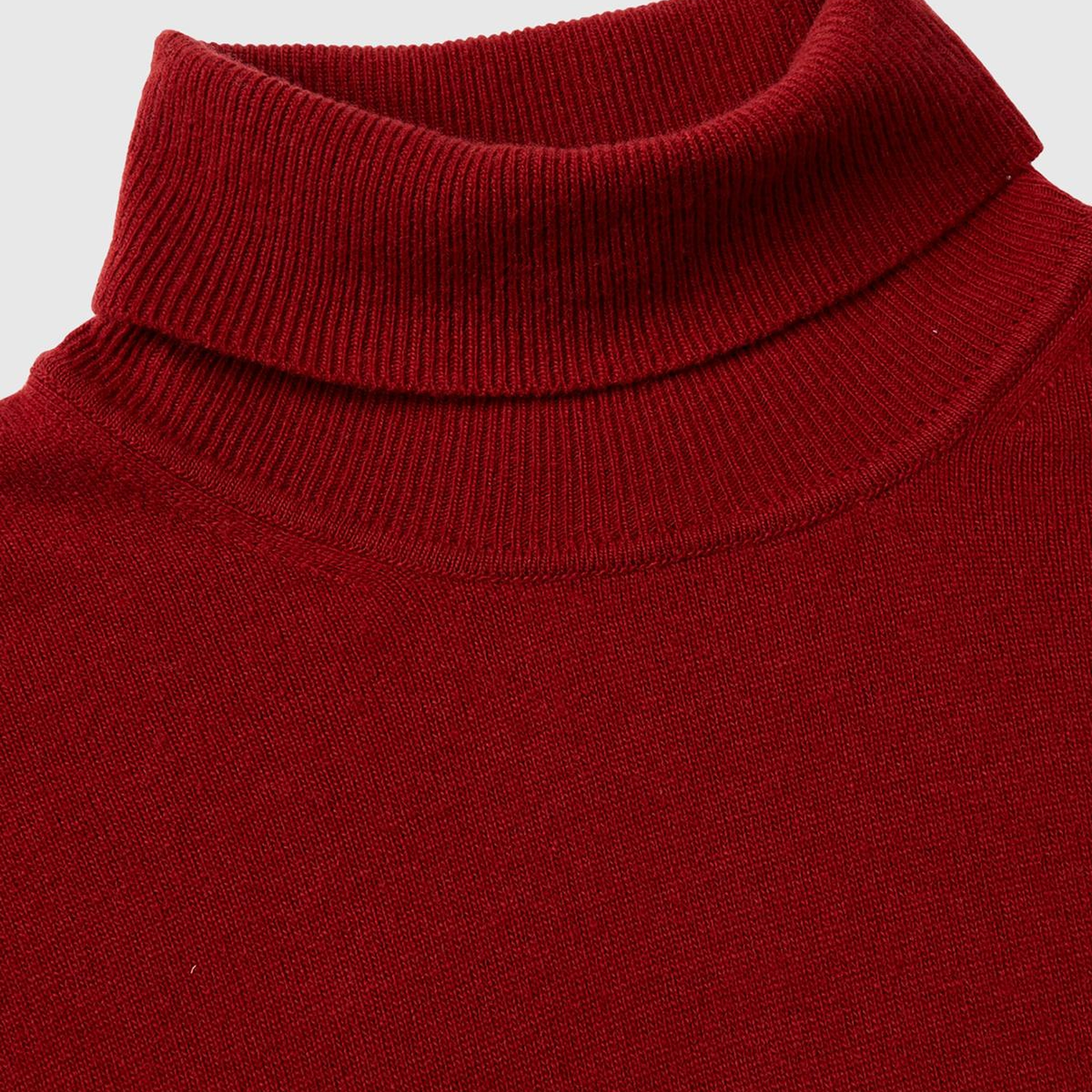 Erkek Bordo Boğazlı Merino Kazak