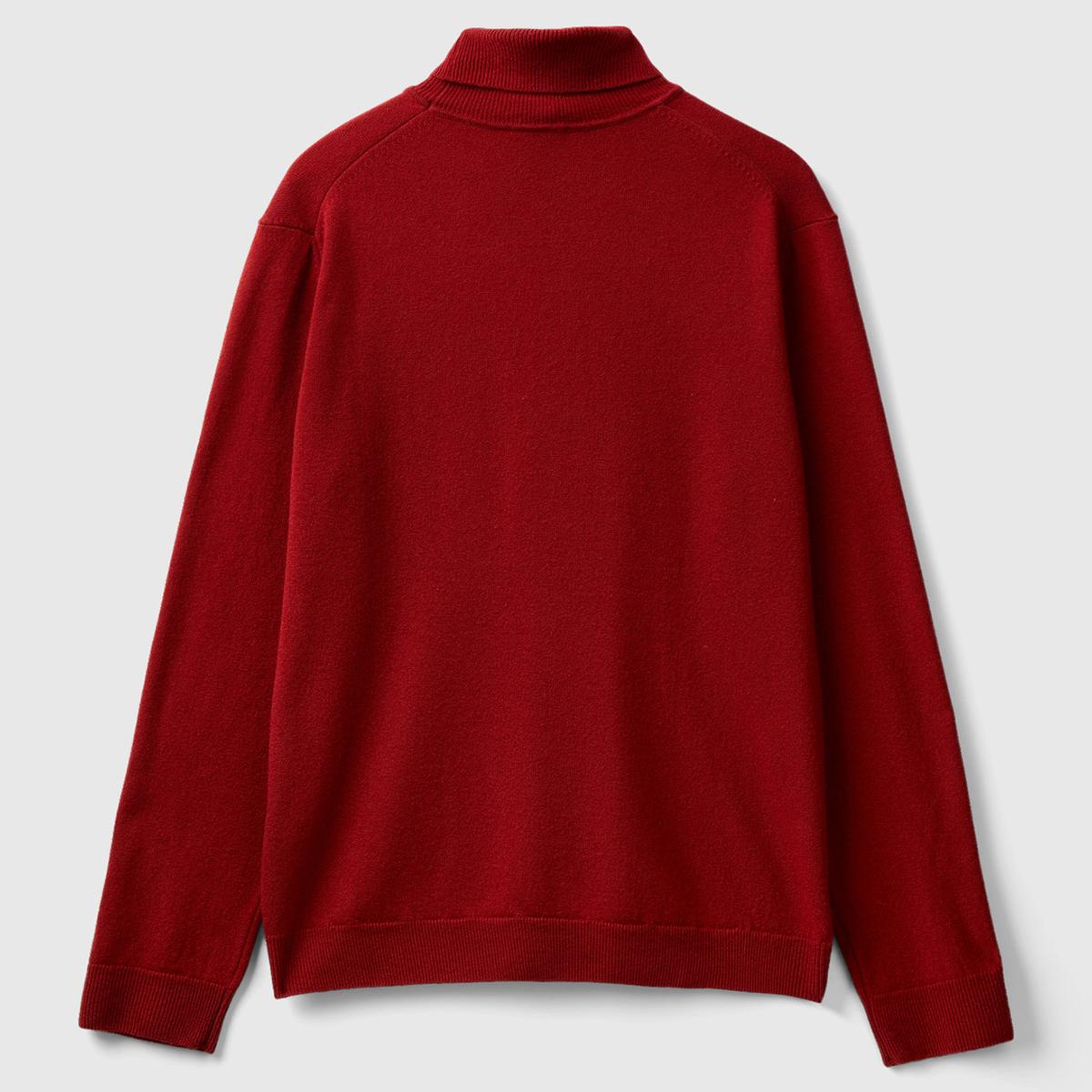 Erkek Bordo Boğazlı Merino Kazak