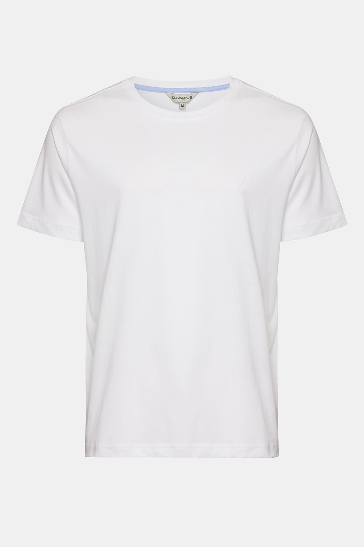 Erkek Beyaz Organik Pamuklu Bisiklet Yaka T-Shirt