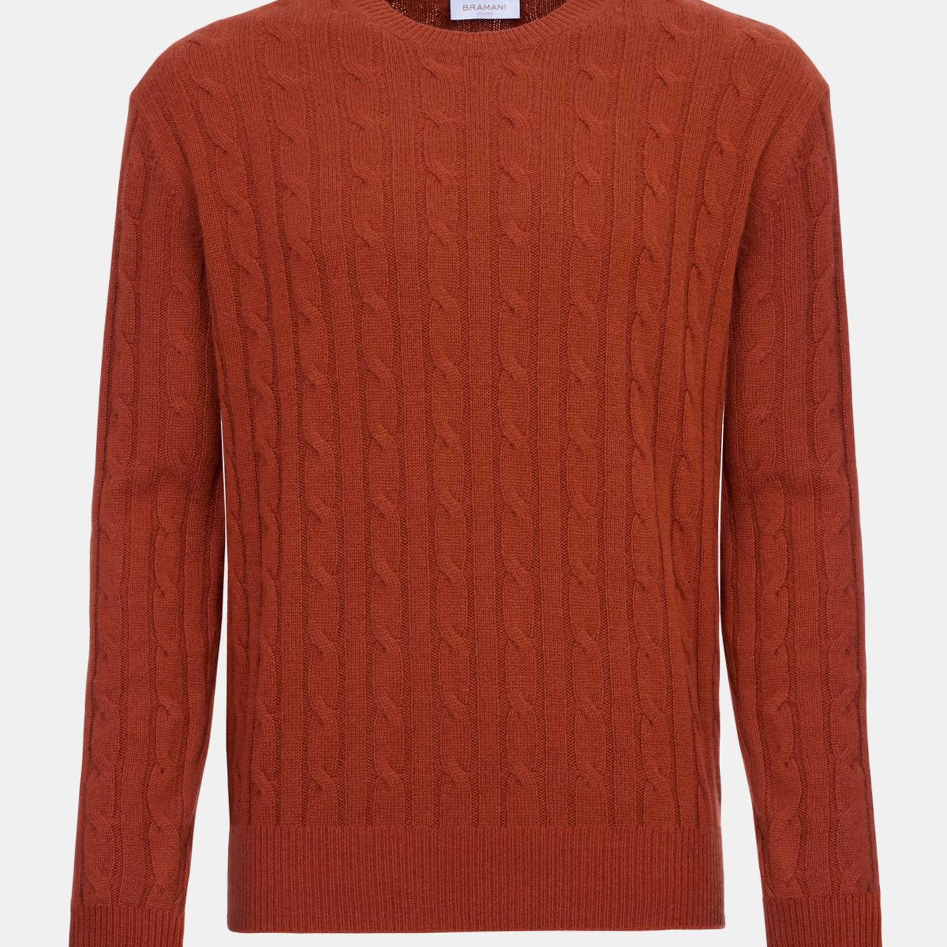 Erkek Kırmızı Bisiklet Yaka Saç Örgülü Kaşmir Kazak