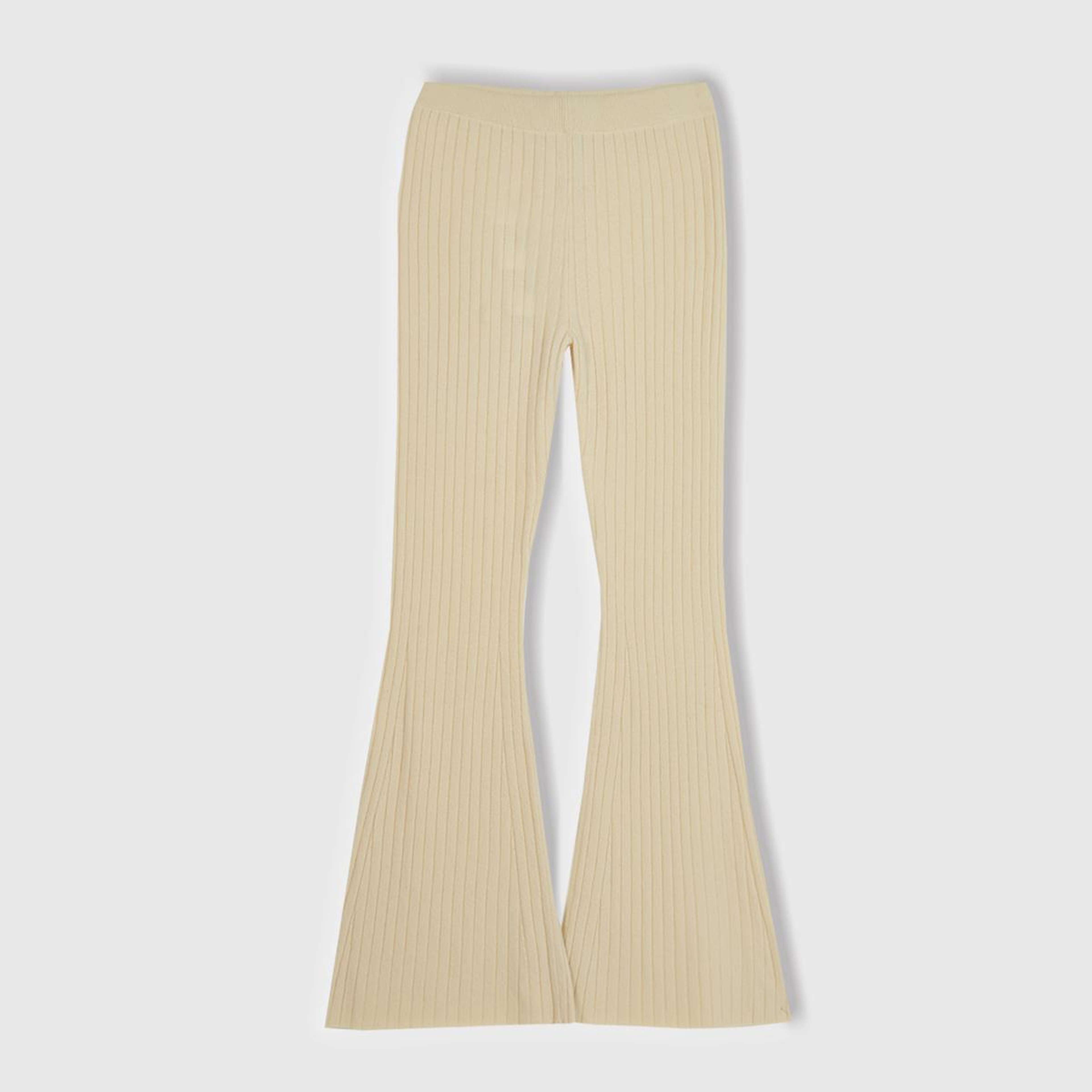 Kadın Bej Yün Karışımlı Regular Fit Triko Pantolon