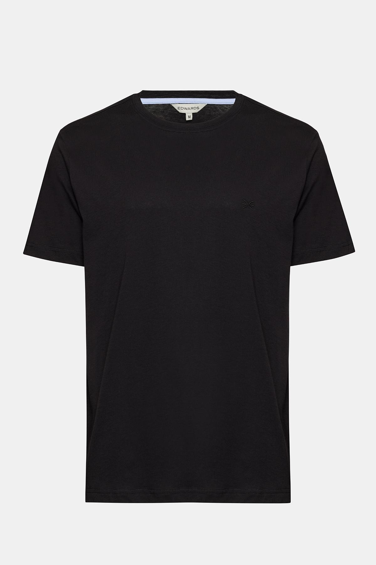 Erkek Siyah Organik Pamuklu Bisiklet Yaka T-Shirt