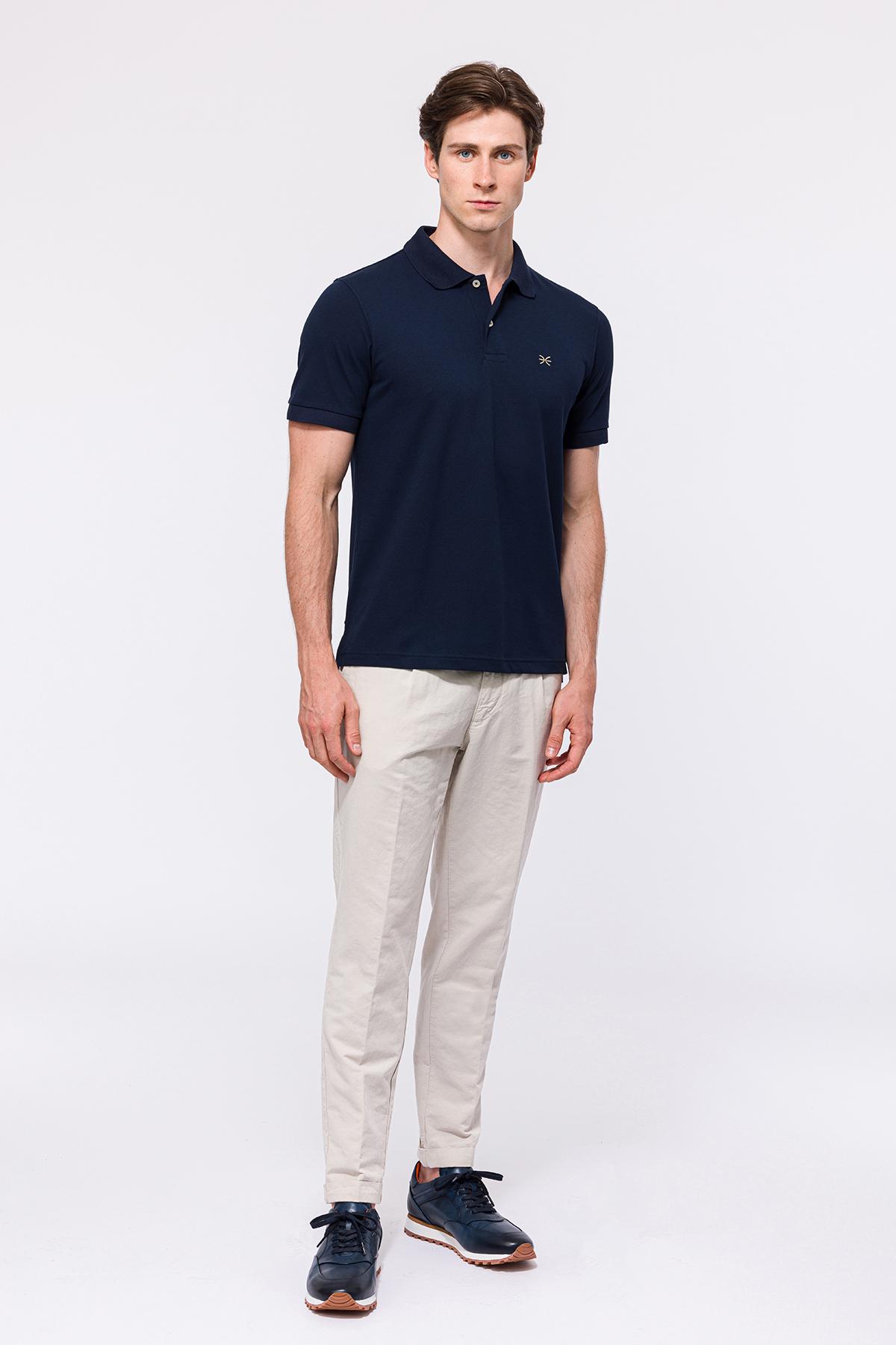 Erkek Lacivert Kısa Kollu Polo Yaka T-Shirt