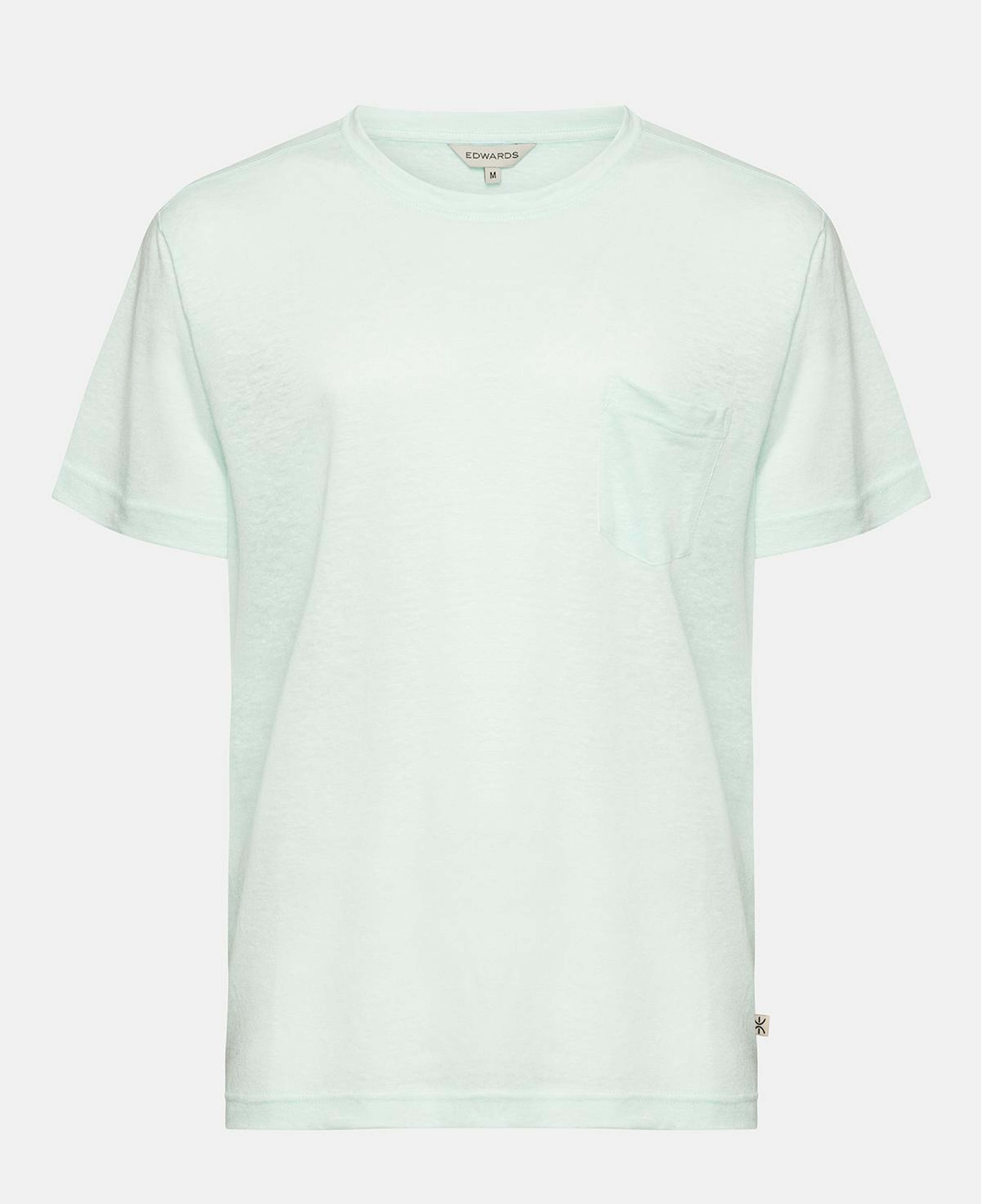 Erkek Açık Mavi Bisiklet Yaka Keten T-Shirt