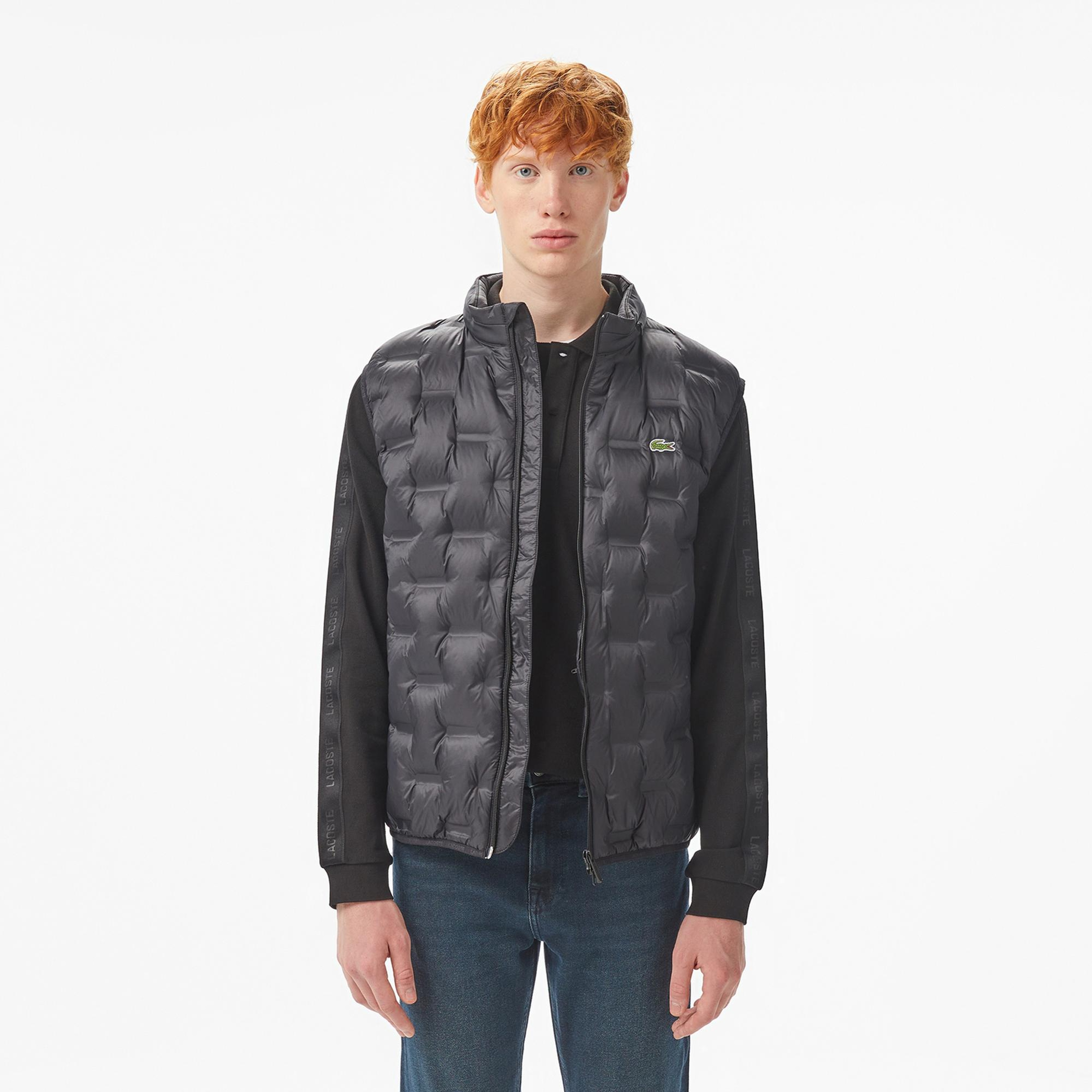 Lacoste Erkek Dik Yaka Kapitone Siyah Yelek