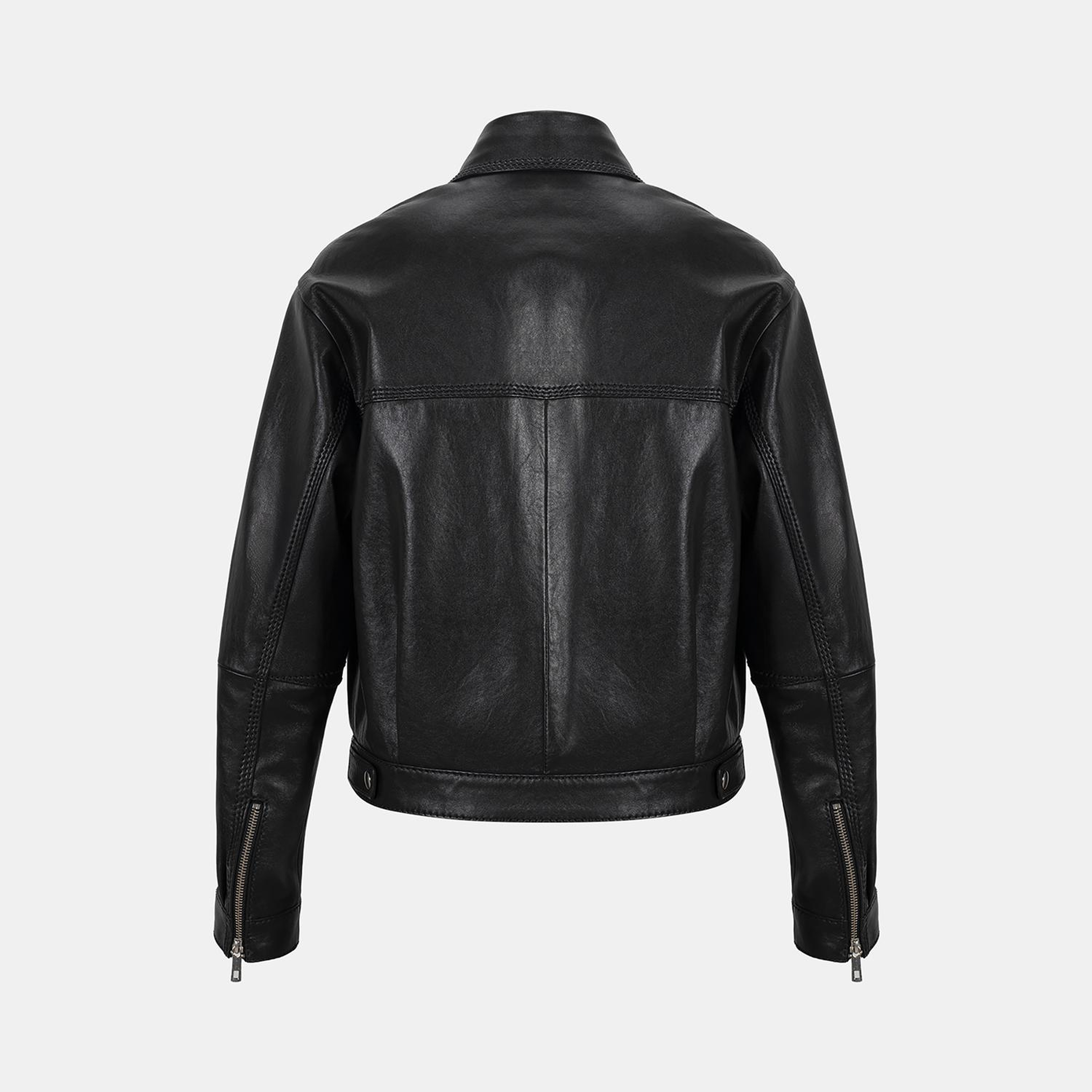 Kadın Siyah Deri Bomber Ceket