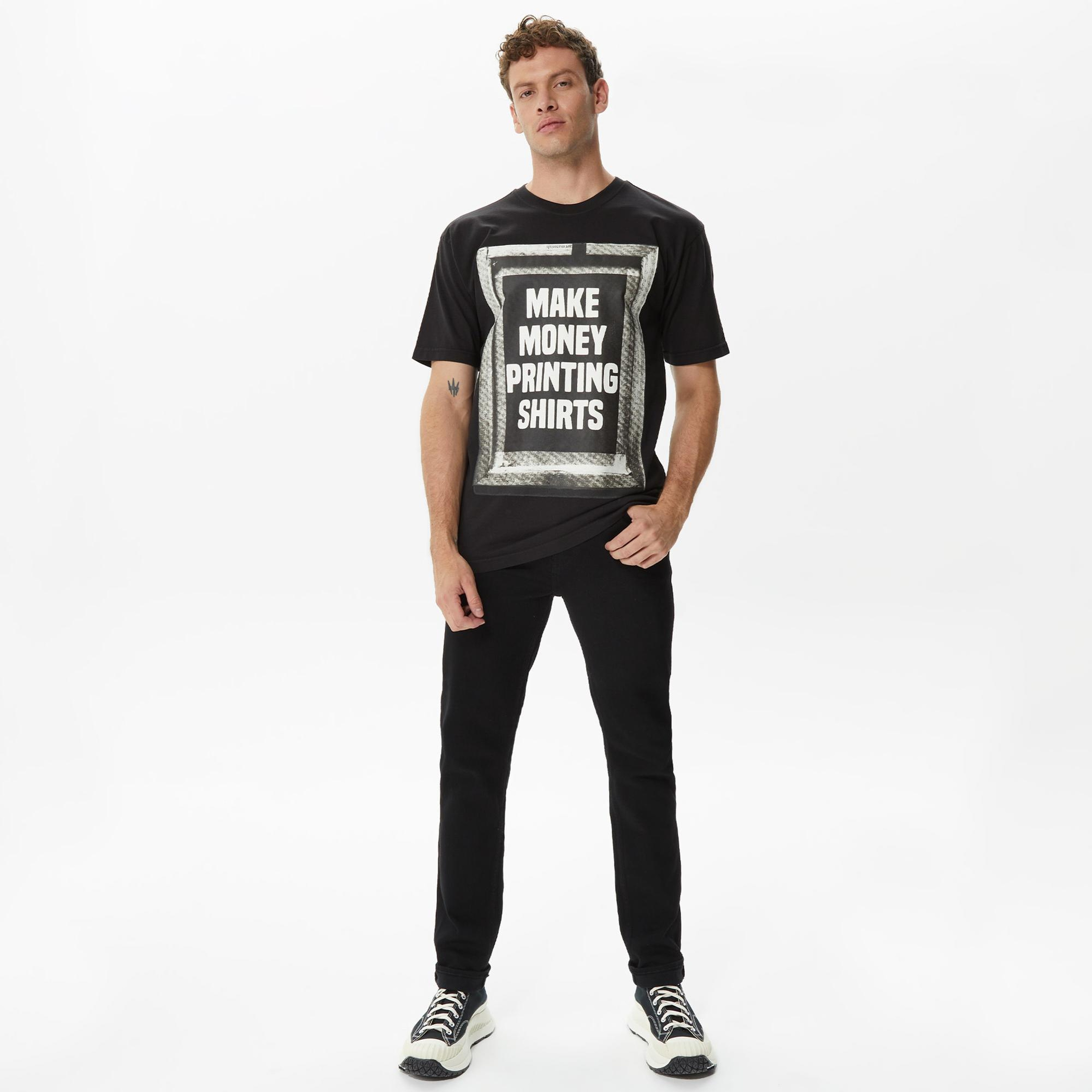 Market Printing Money Erkek Siyah Tişört