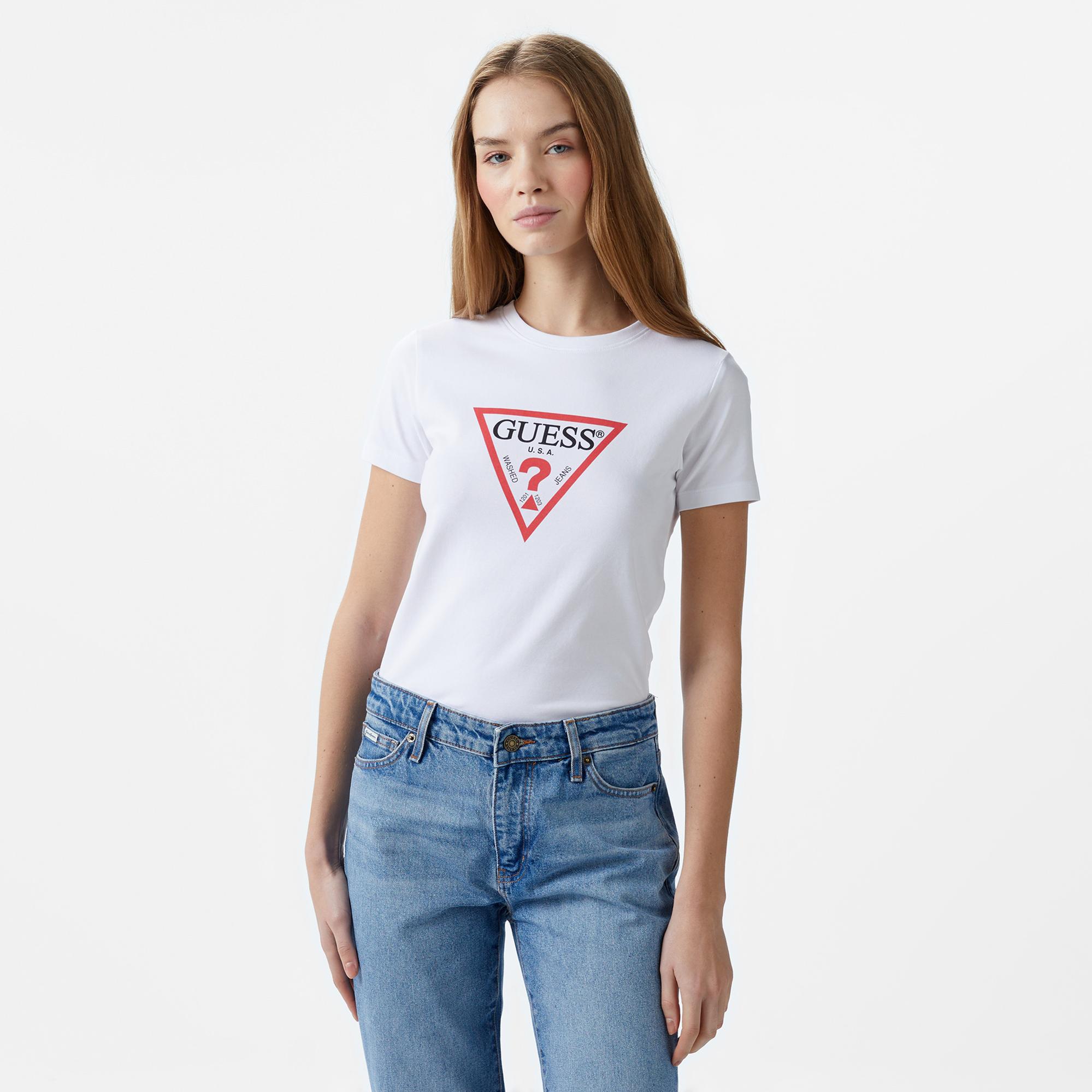 Guess Iconic Mid Organic Kadın Beyaz T-Shirt