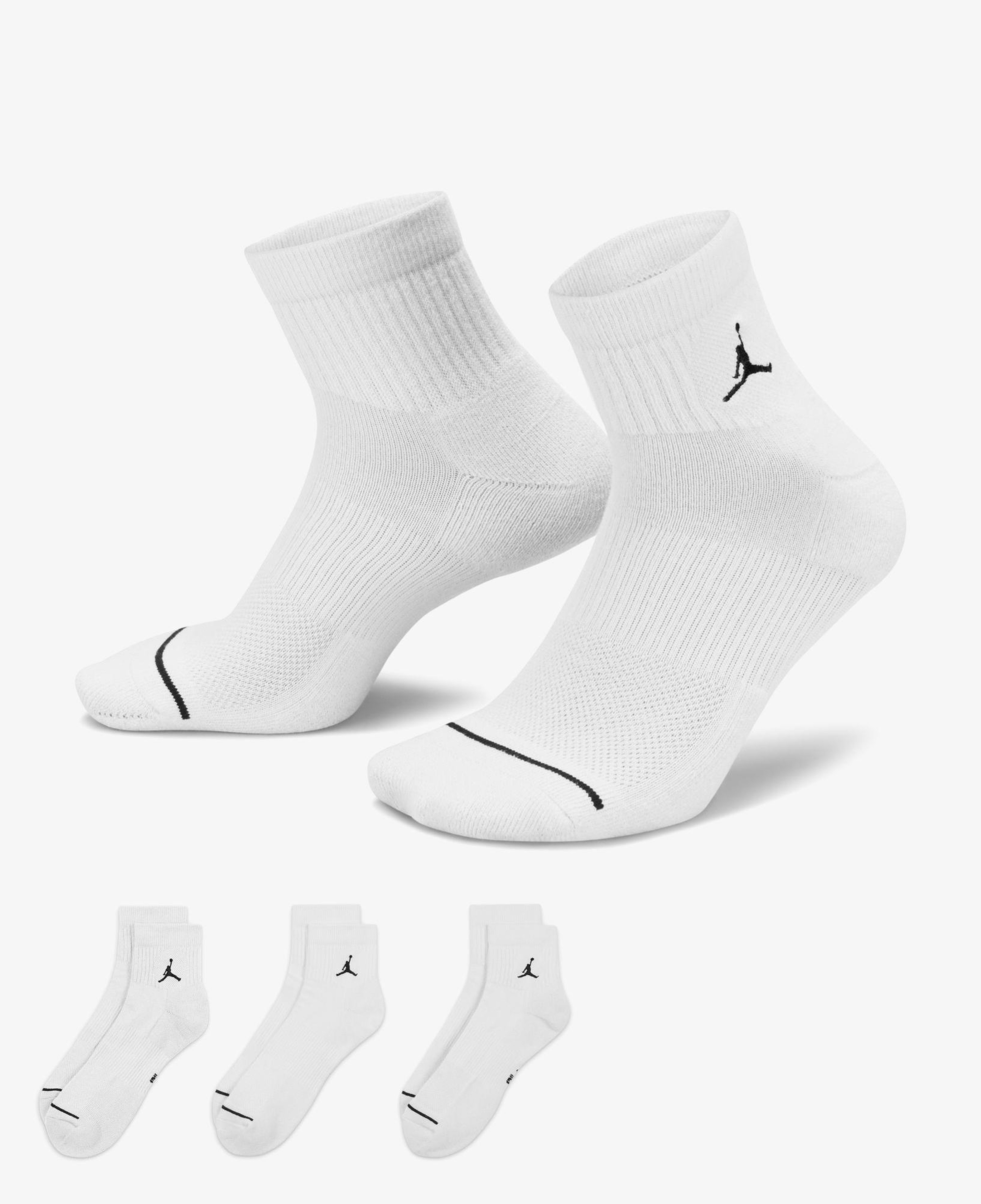 Jordan Cush Poly 3' lü Unisex Beyaz Çorap