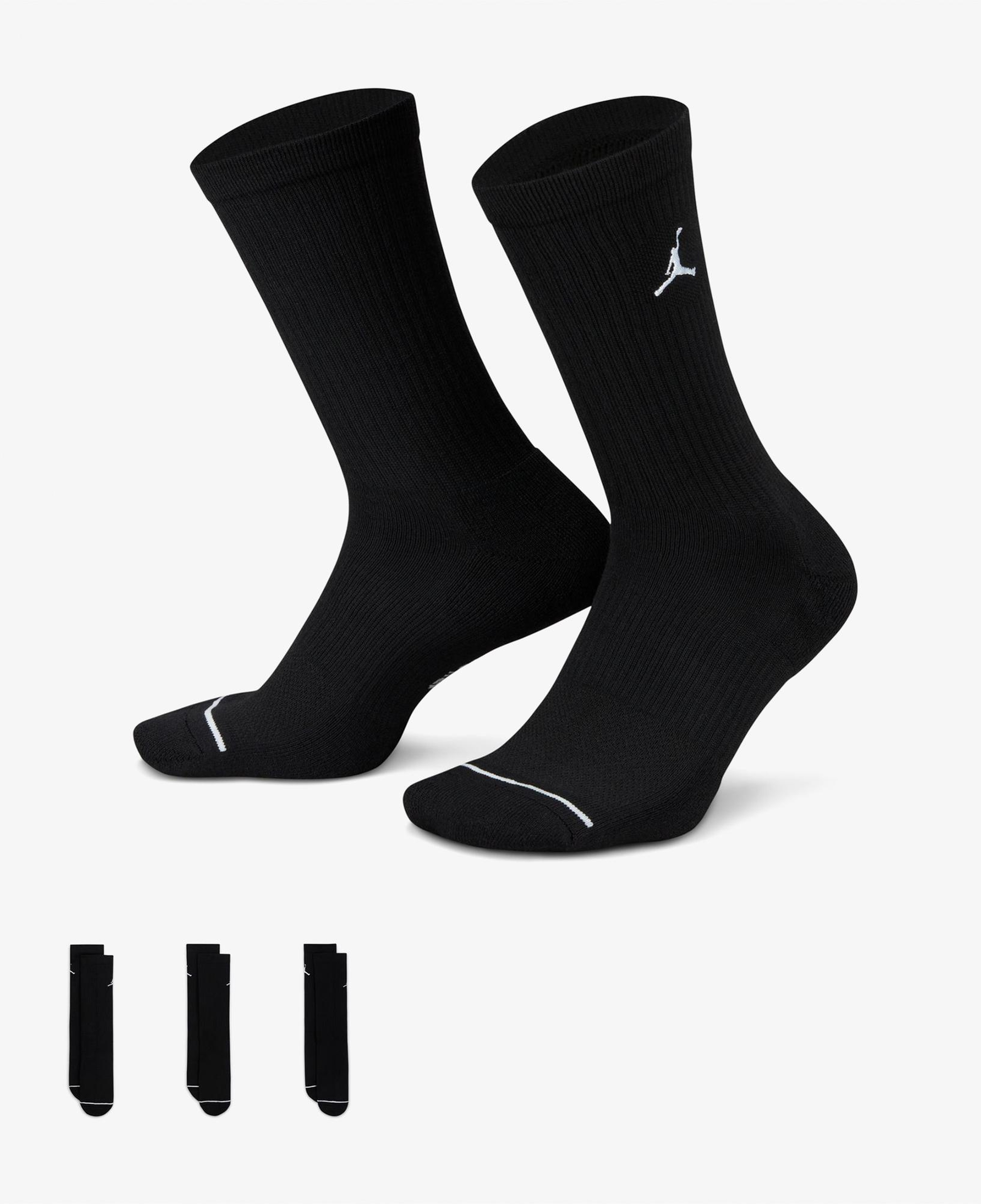 Jordan Cush Poly 3' lü Unisex Siyah Çorap