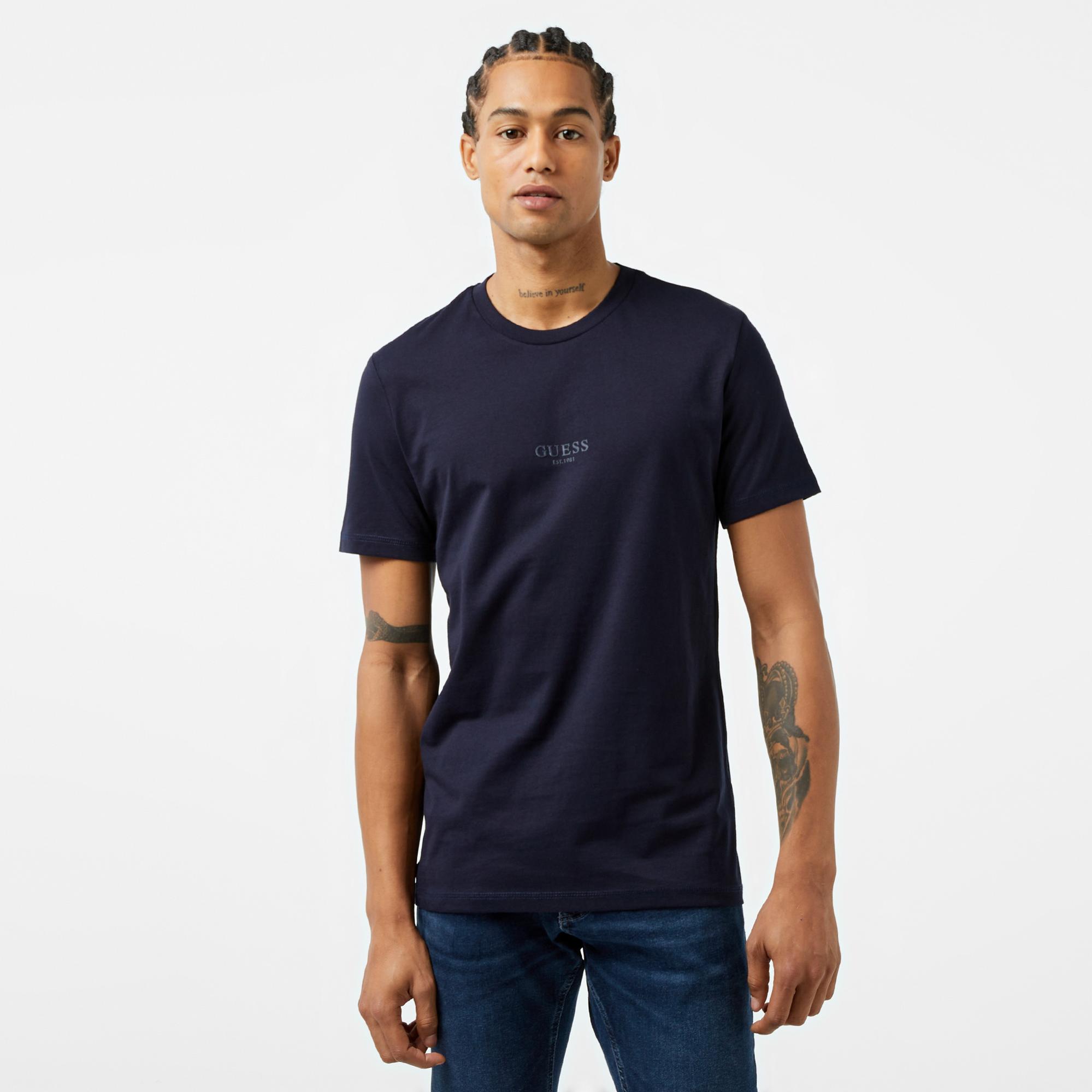 Guess Mid Organic Stream Erkek Lacivert T-Shirt