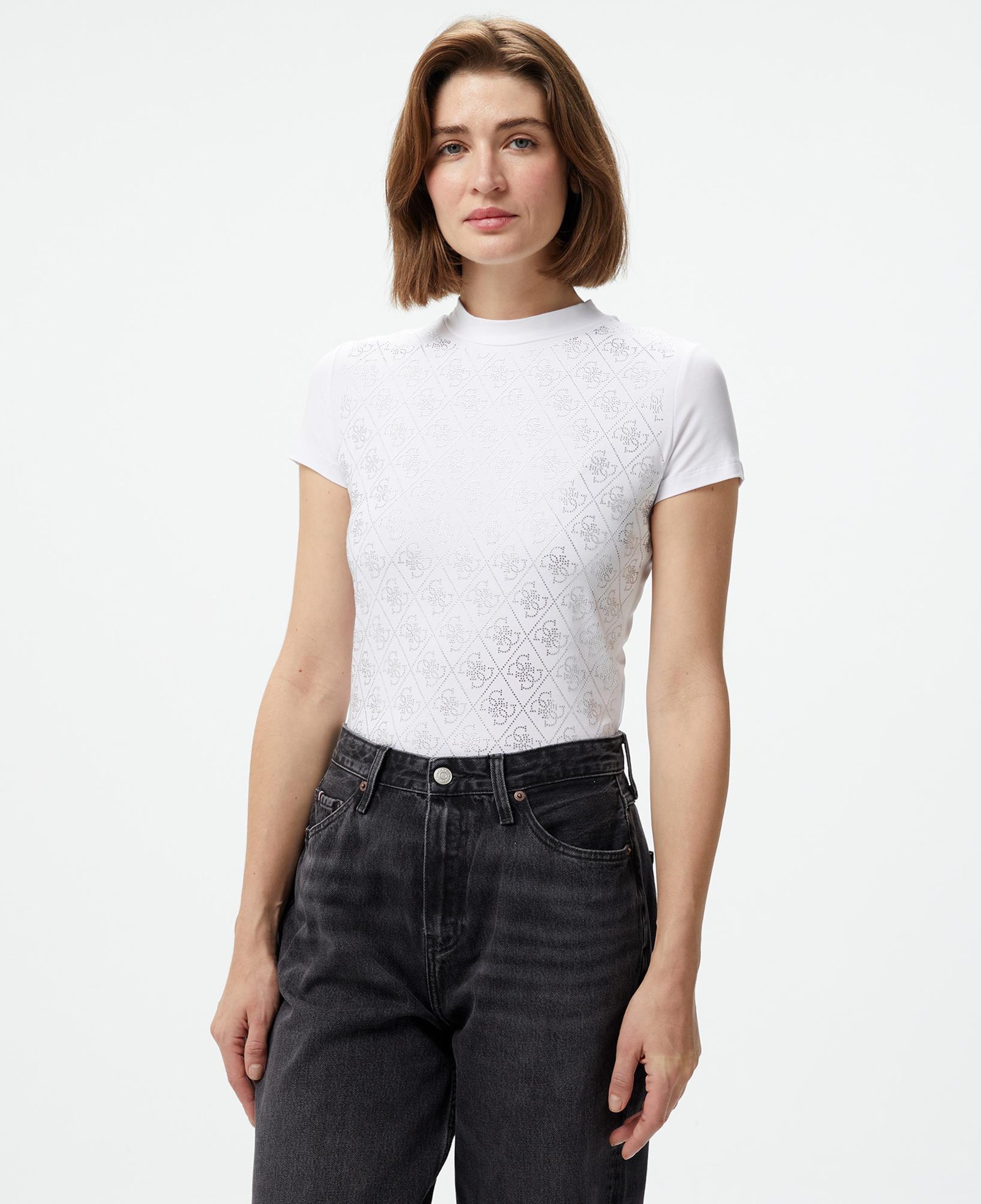 Guess Mock Kadın Beyaz T-Shirt