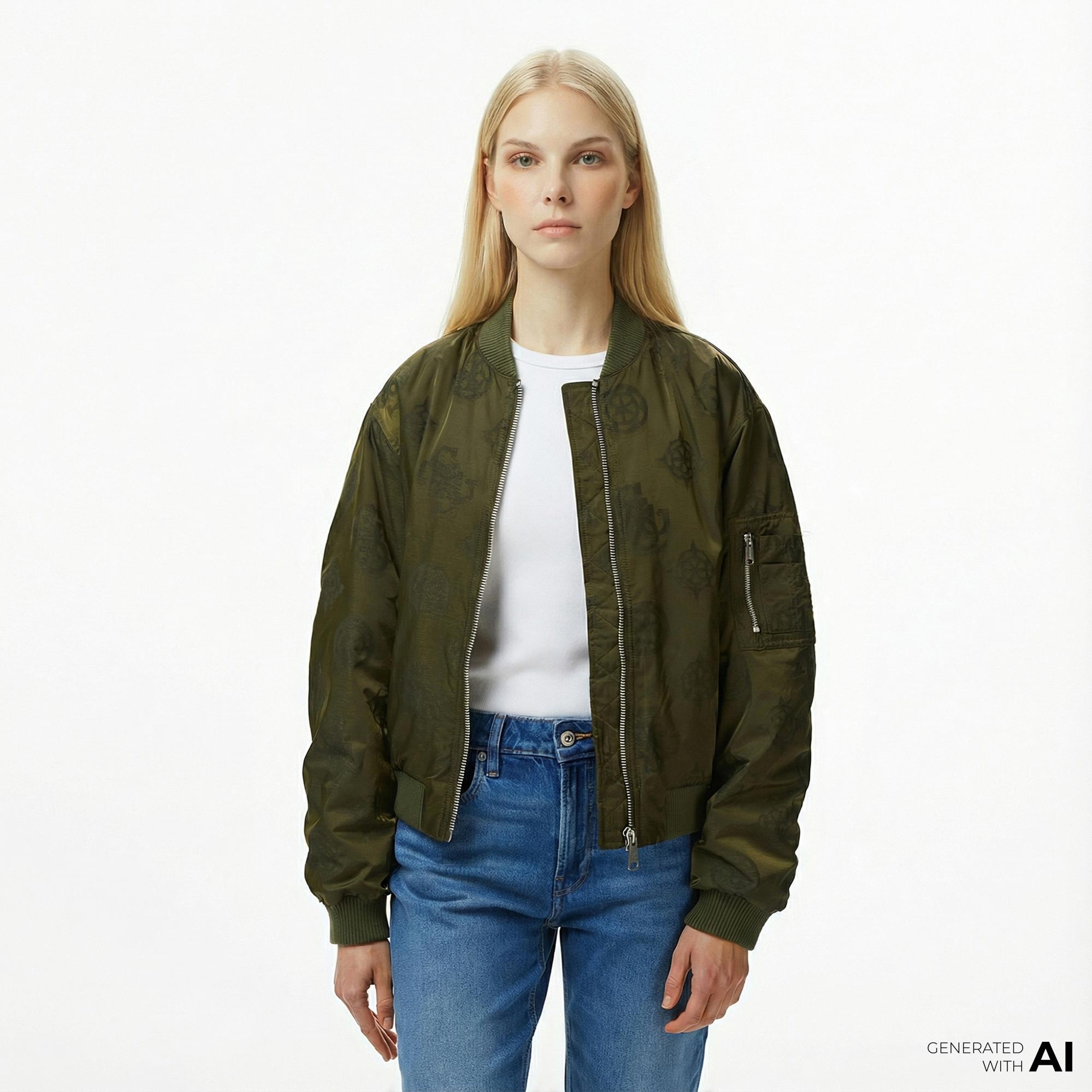 Guess Philomene Bomber Kadın Yeşil Ceket