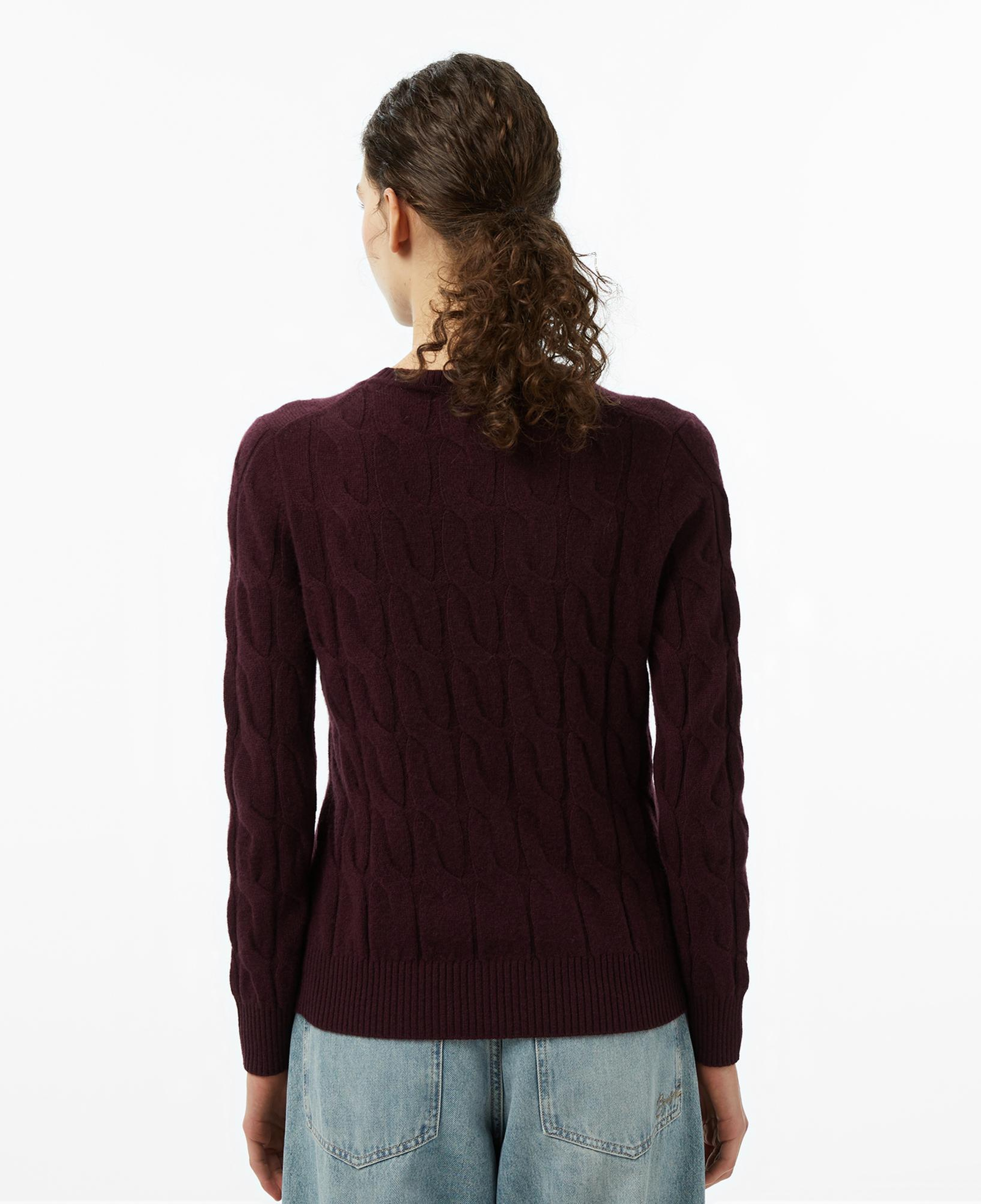 Tommy Hilfiger Soft Wool Cable Kadın Bordo Kazak