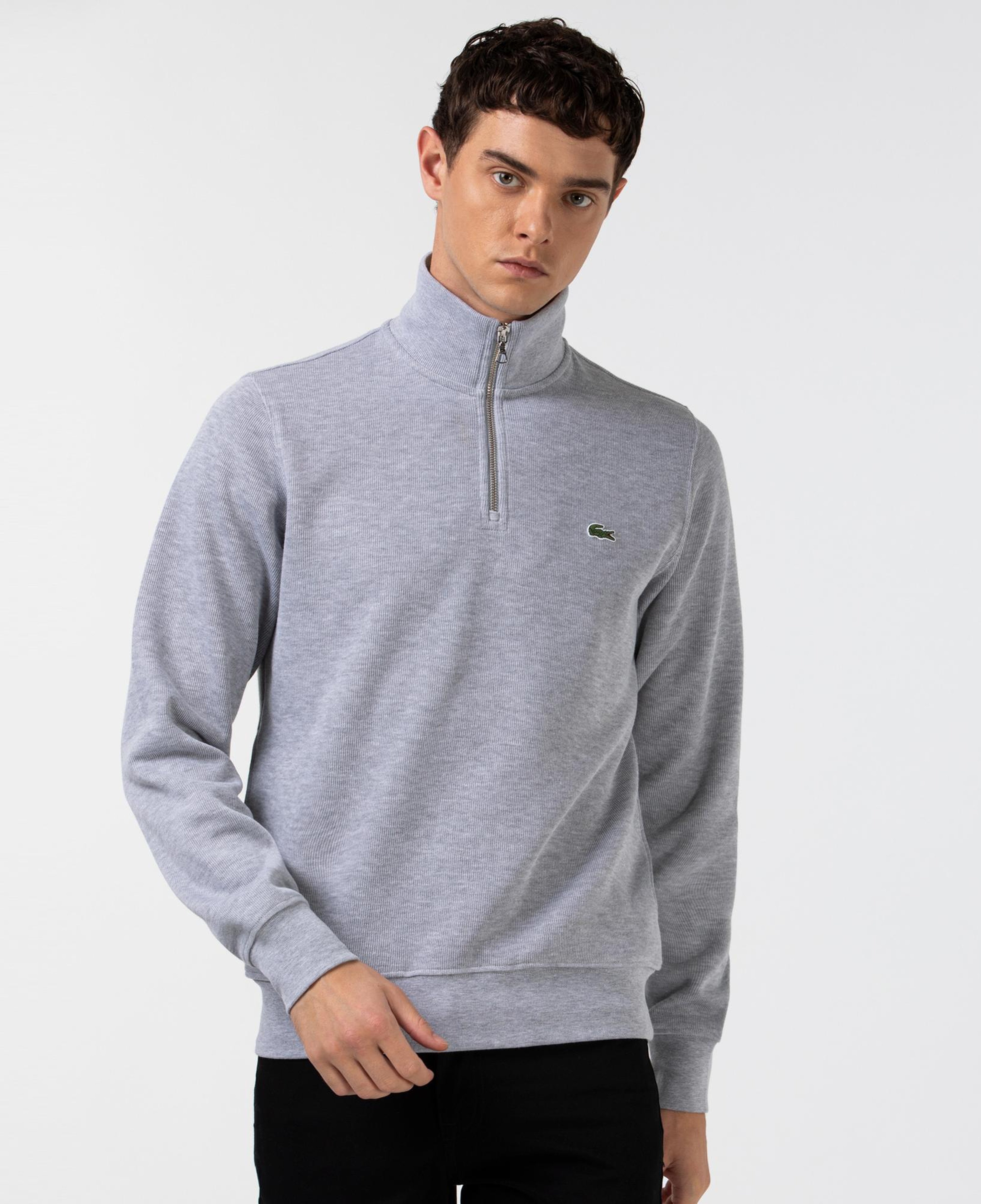 Erkek Classic Fit Yarım Fermuarlı Gri Sweatshirt