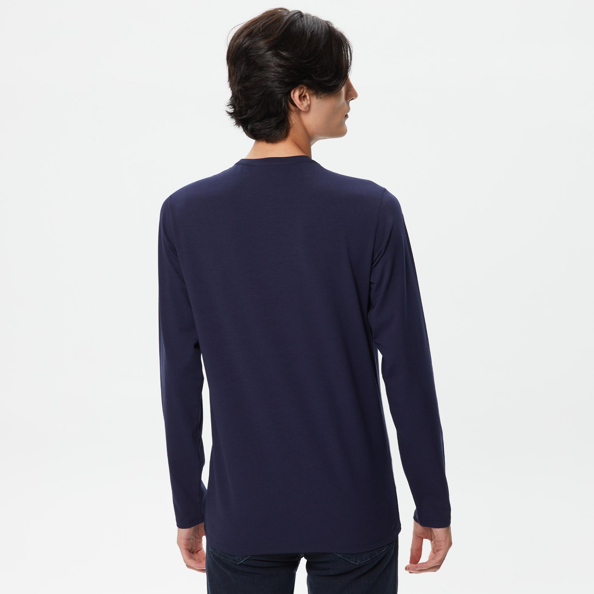 Lacoste Erkek Regular Fit Uzun Kollu Bisiklet Yaka Lacivert T-Shirt