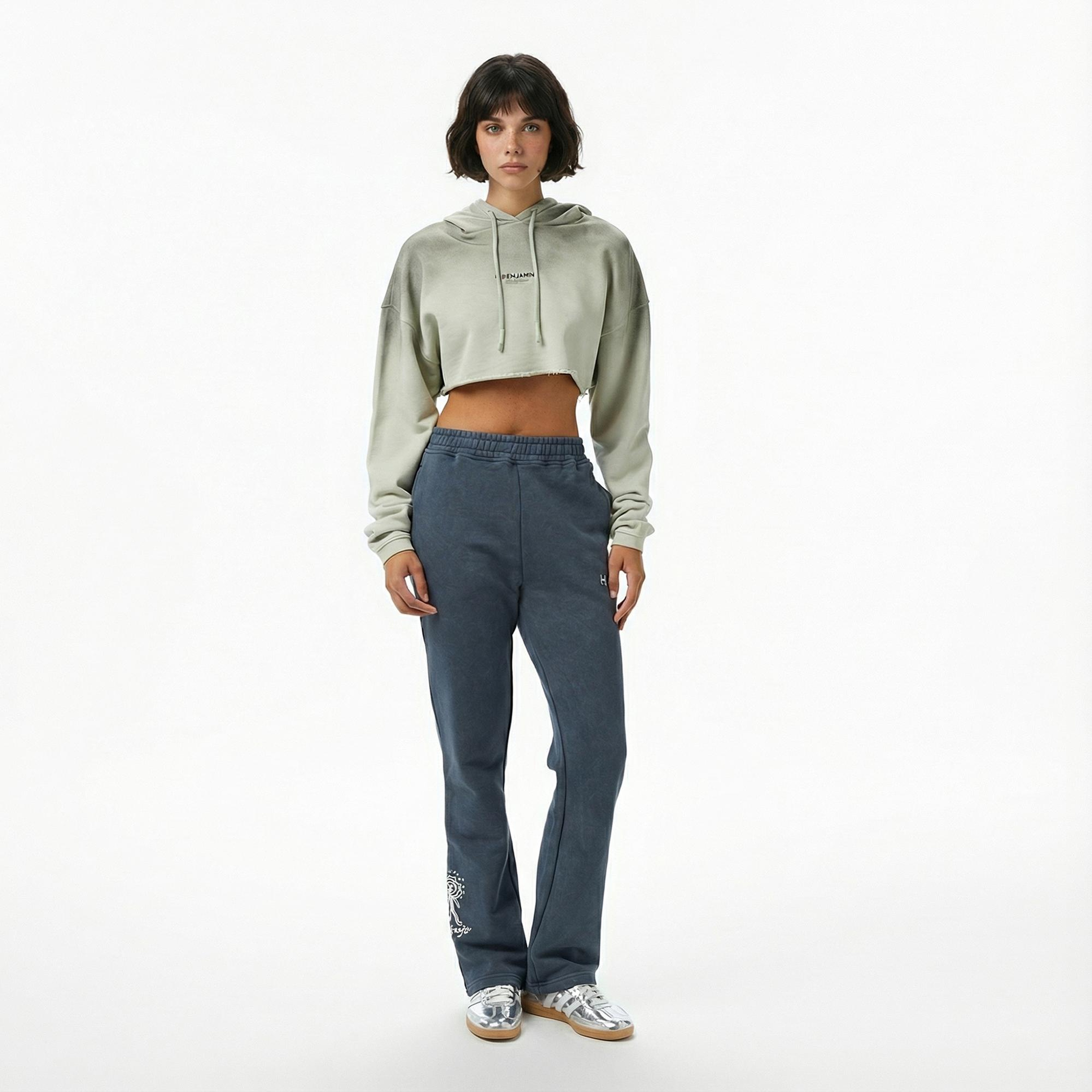 Les Benjamins Crop 006 Kadın Yeşil Sweatshirt